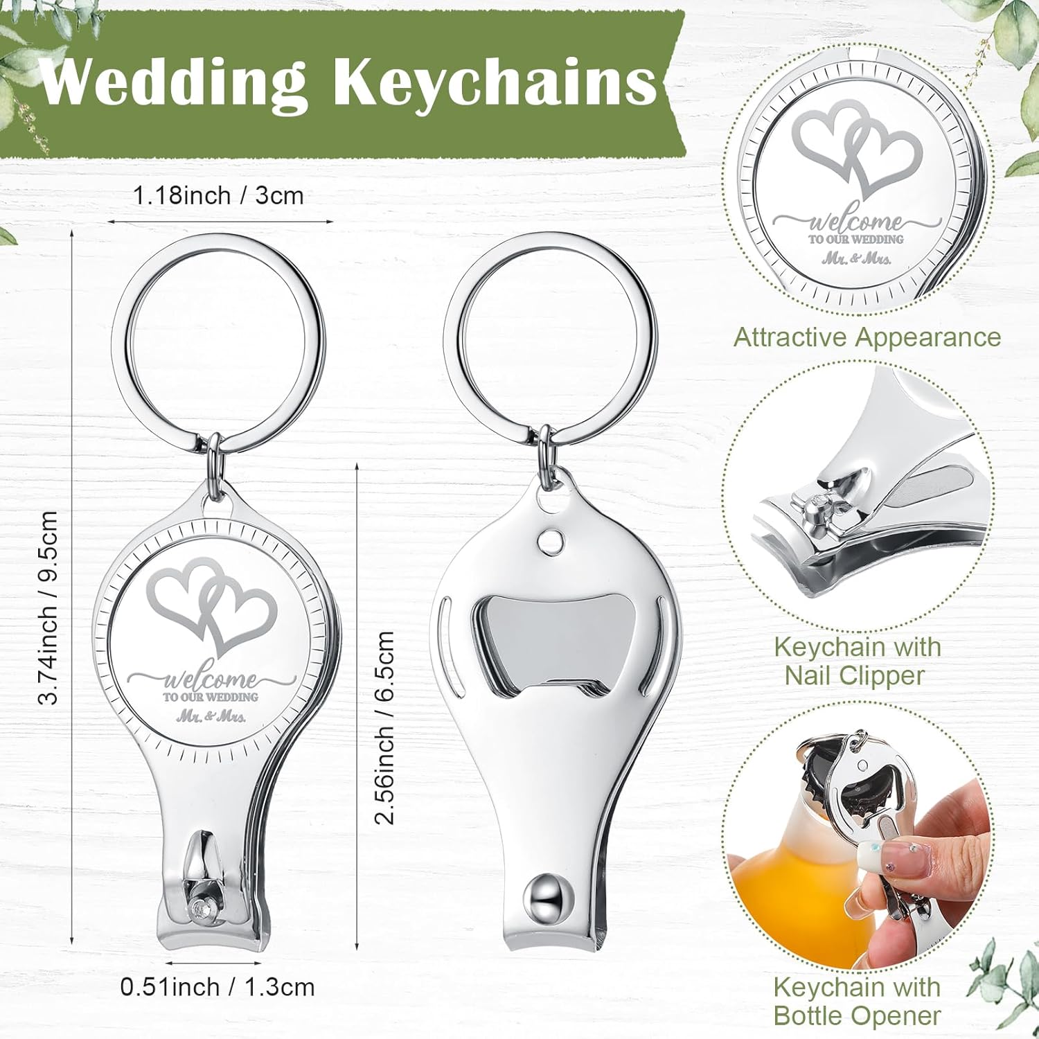Fulmoon Wedding Multi Function Bottle Opener Nail Clipper Set