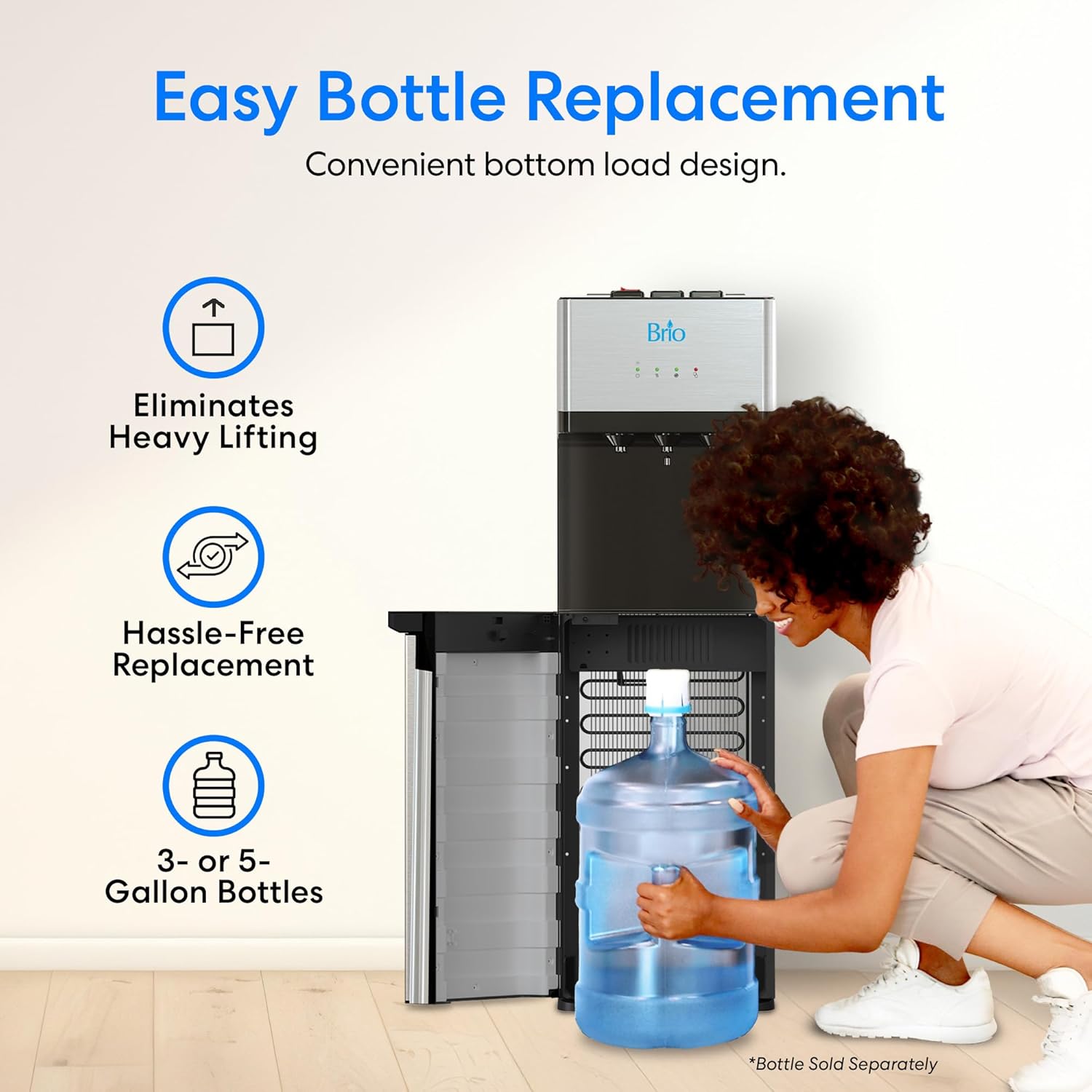 Brio Self Cleaning Bottom Loading Water Cooler 3 Temperature Settings