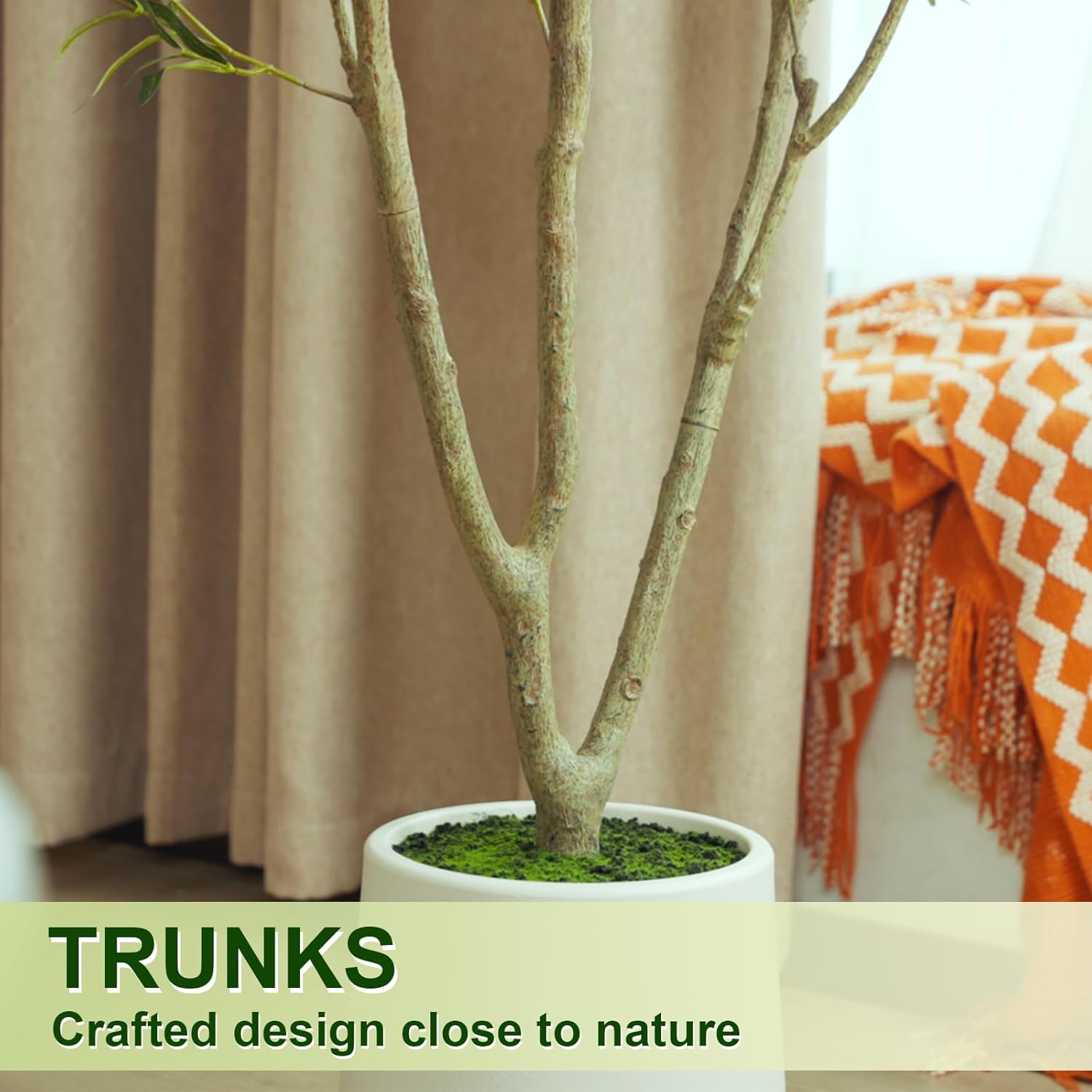 VIVATREES 7FT Artificial Olive Tree with White Planter