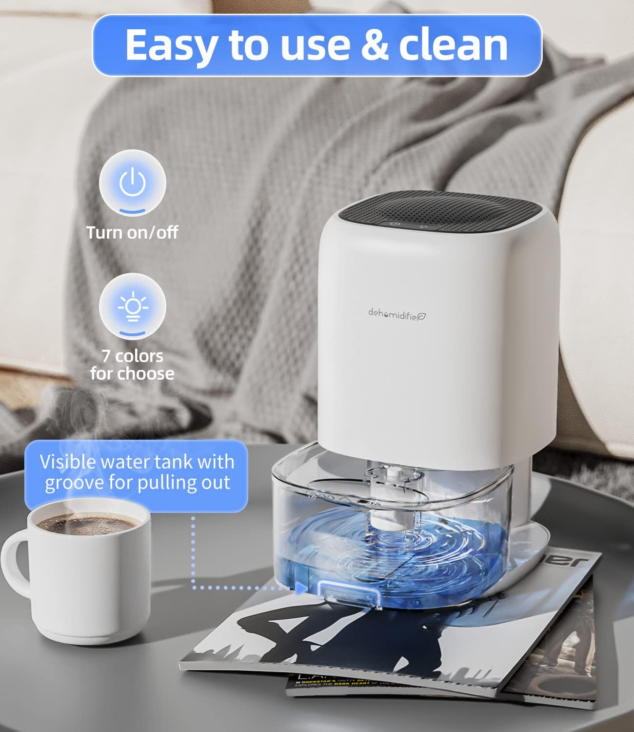 TABYIK 35 Oz Compact Dehumidifier Quiet Auto Shut Off