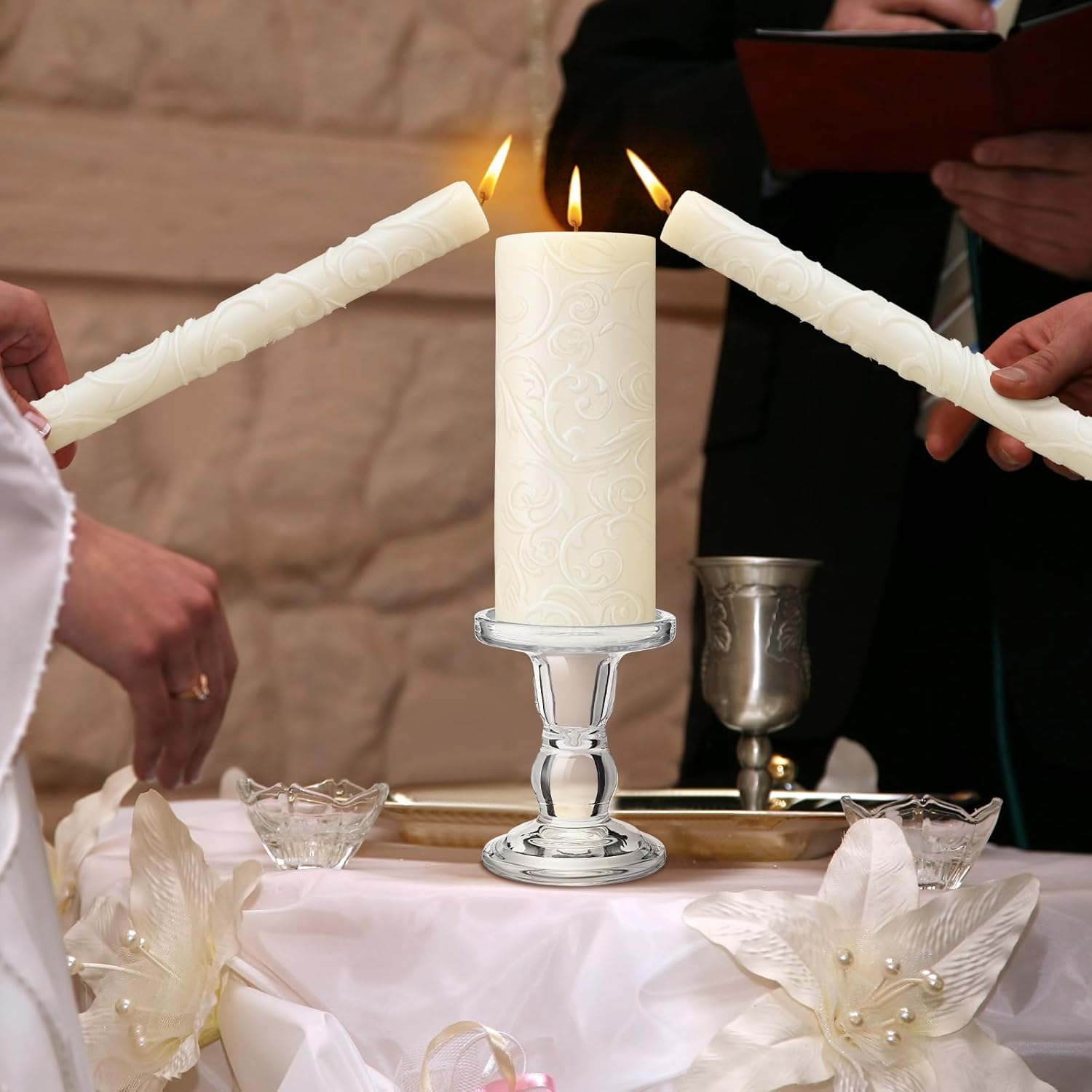 Irenare Unity Candles with Glass Holder Set for Weddings and Events