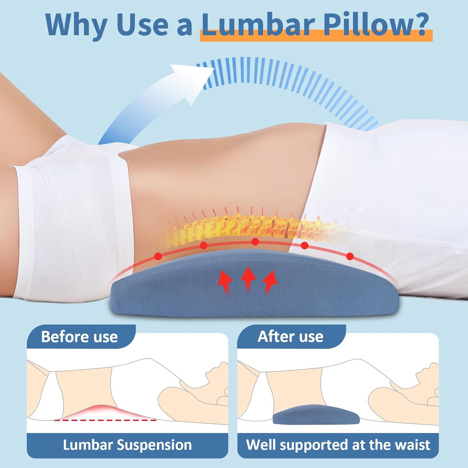 Lumbar Support Pillow for Back Pain Relief