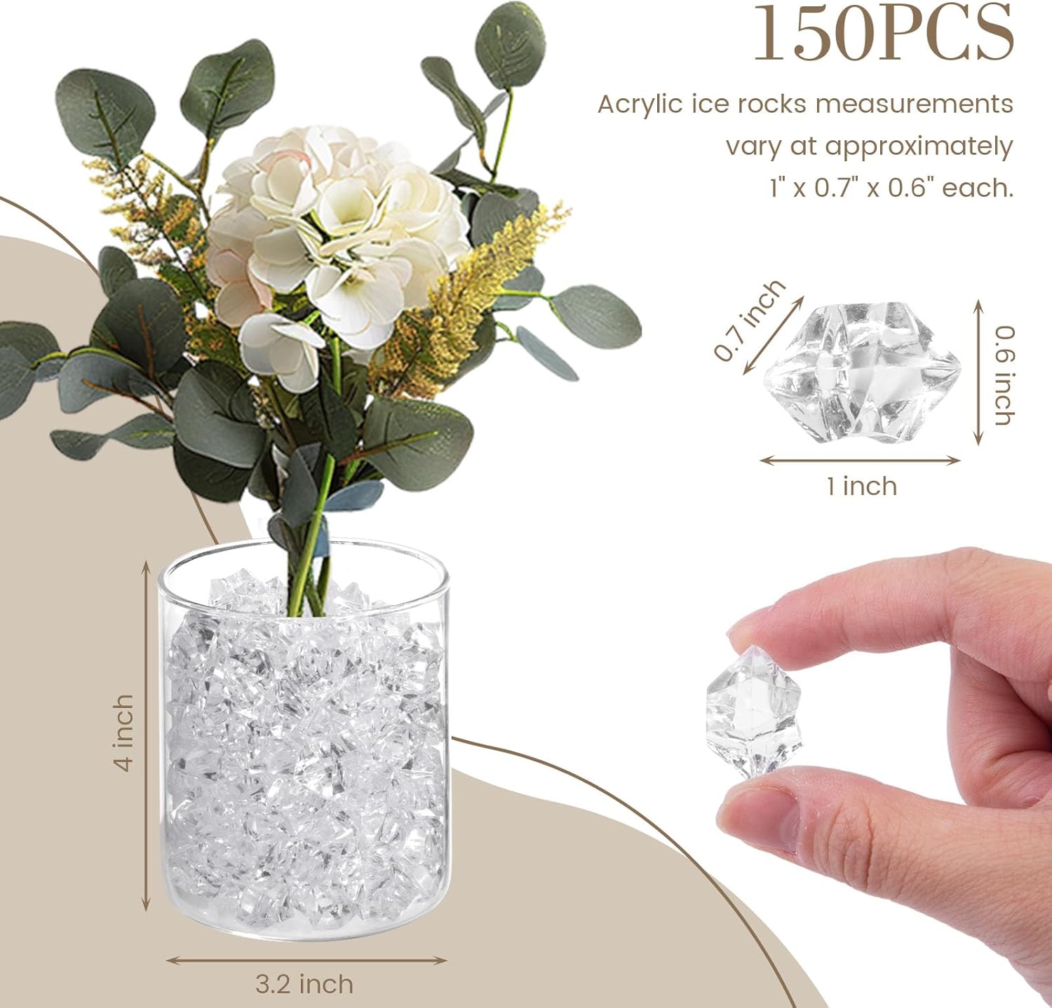 DomeStar Fake Ice 150PCS Acrylic Rocks Vase Fillers