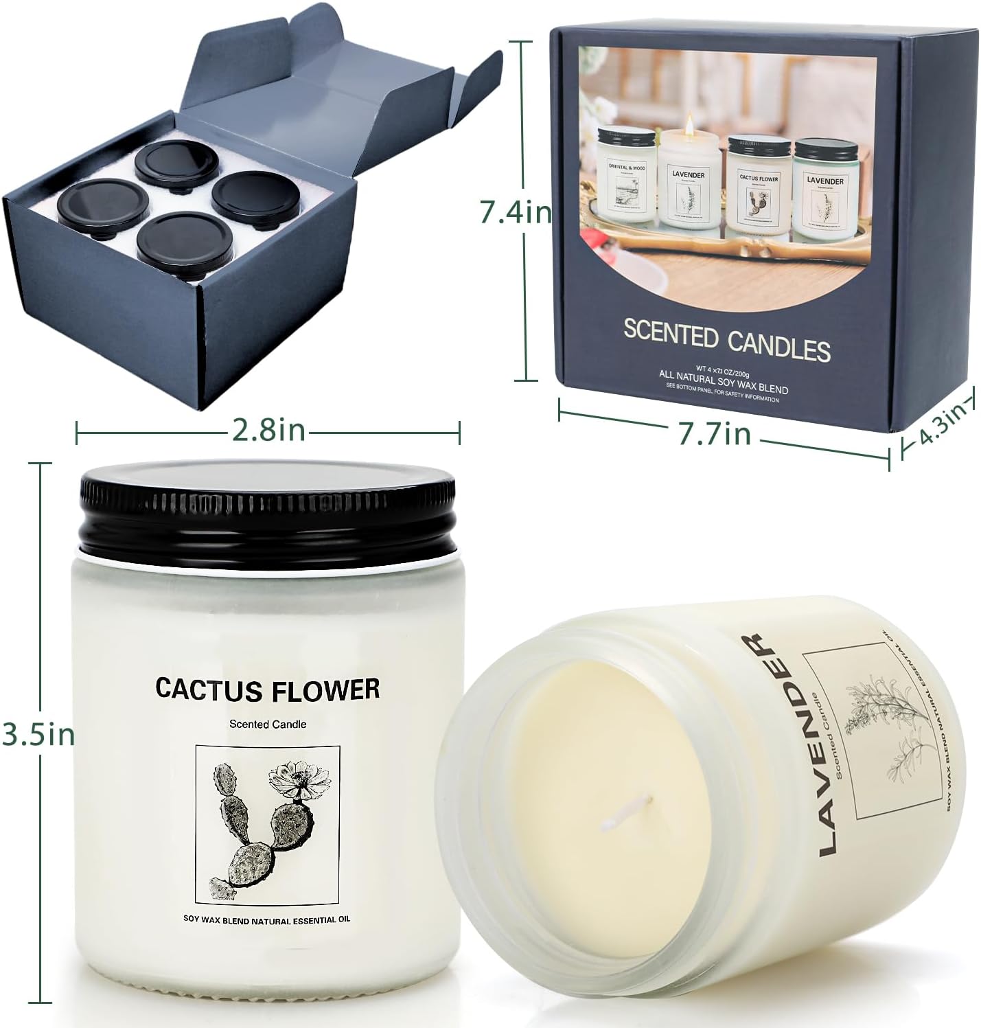 THORNWOLF 4 Pack Scented Lavender Candle Set