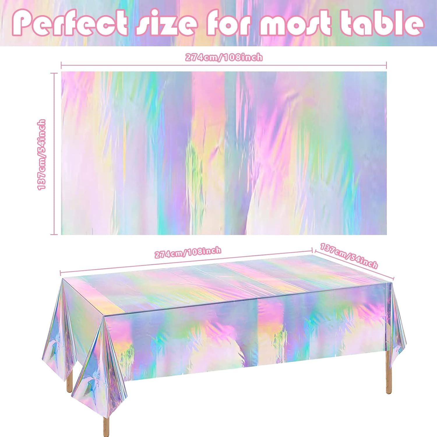 OHOME 4-Pack Iridescent Tablecloths for Parties