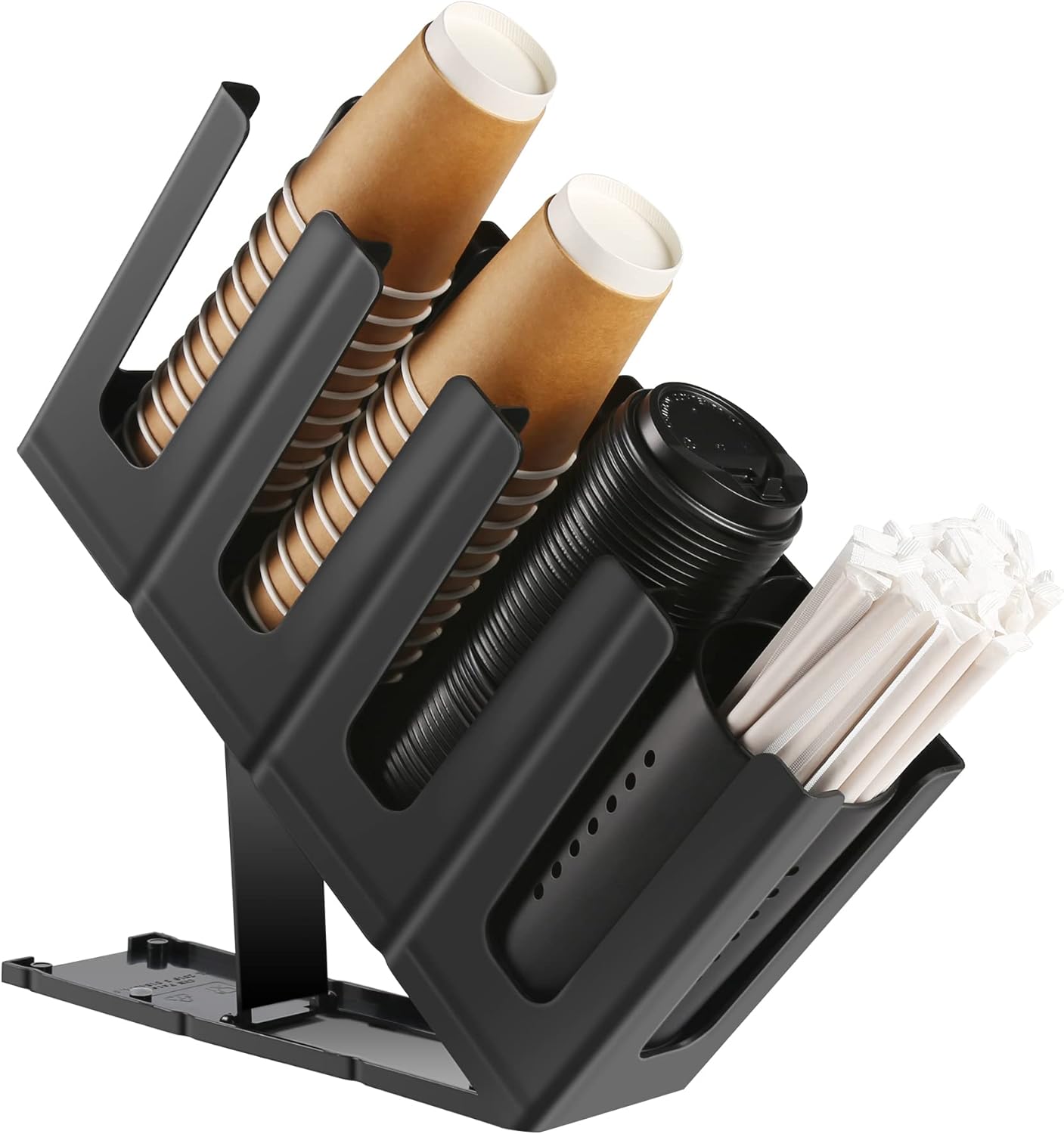 Cairondin Paper Cup and Lid Holder with Straw Organizer Black