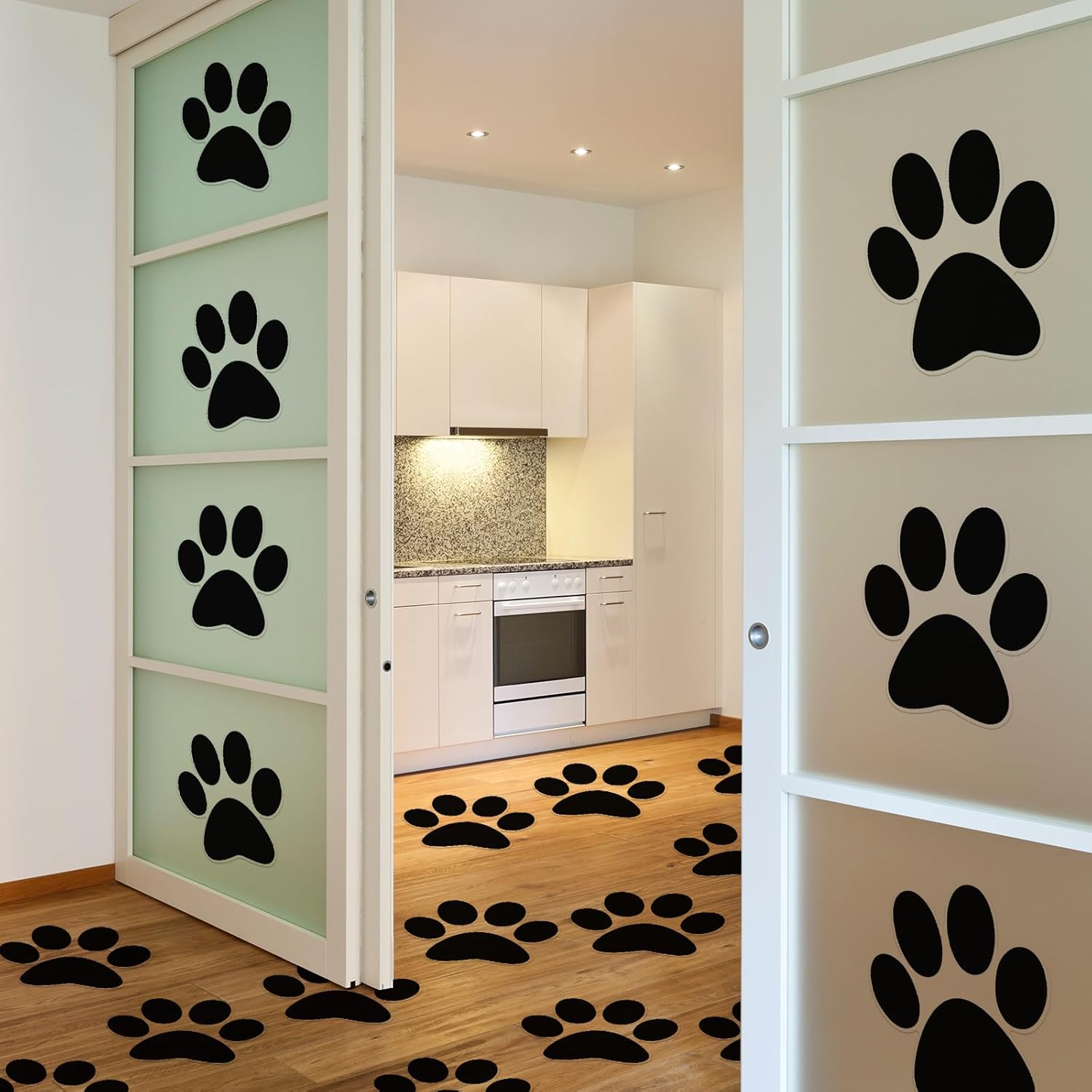 ReliThick 30 Pcs Large Pawprint Floor Decals Black