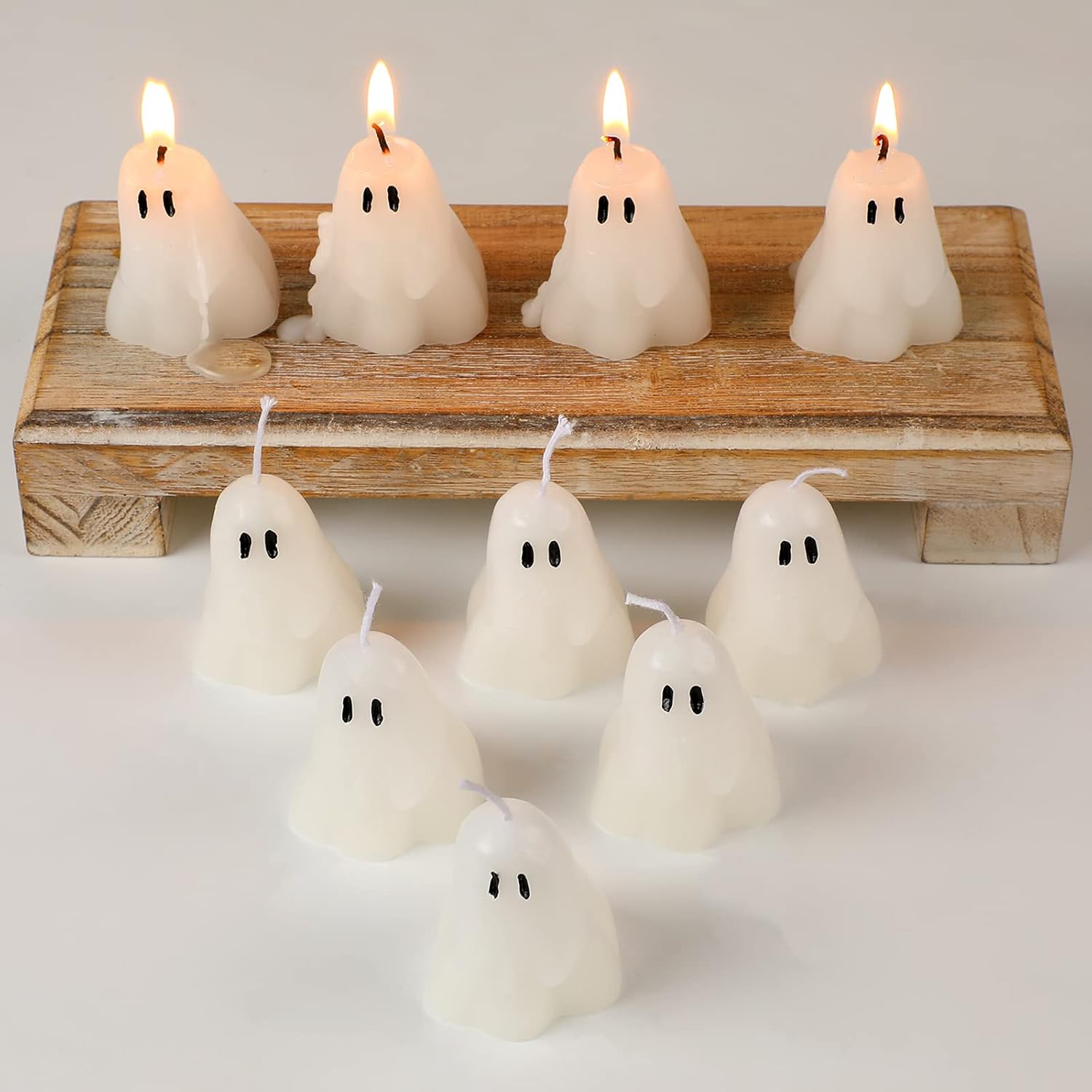 Jutom 10 Pack White Halloween Decor Candles