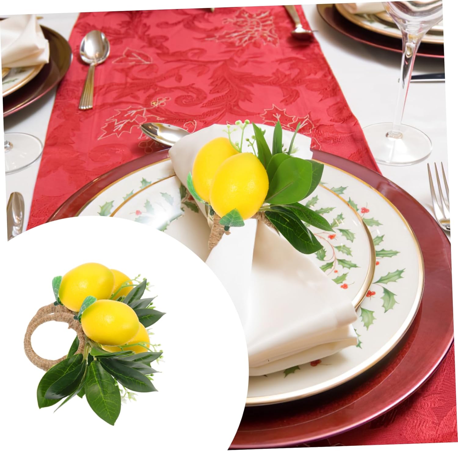 Cabilock 4pcs Artificial Fruit Napkin Ring Decor for Wedding