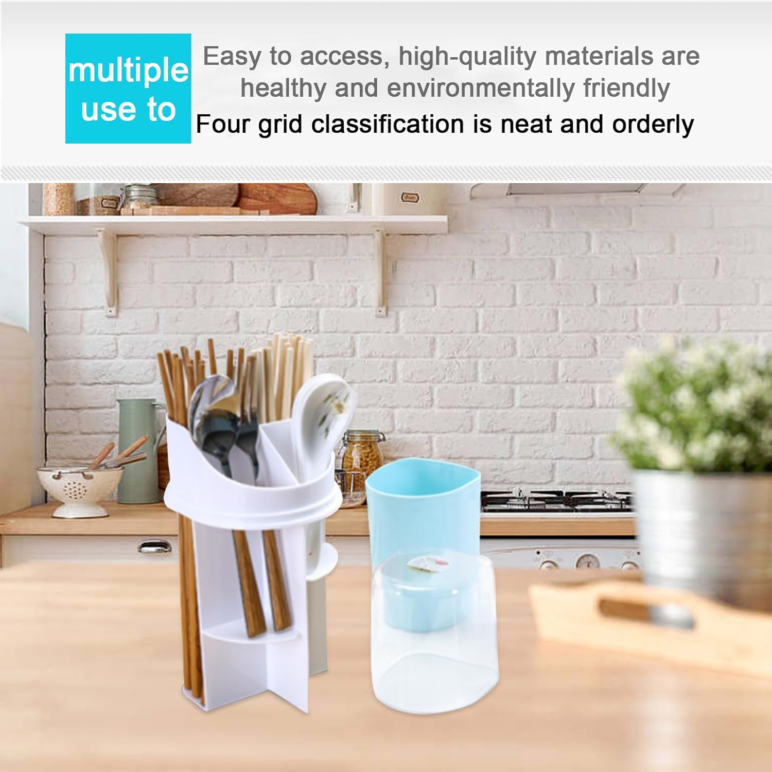OUKENS 4 Grids Wall-Mounted Flatware Organizers With Clear Cover
