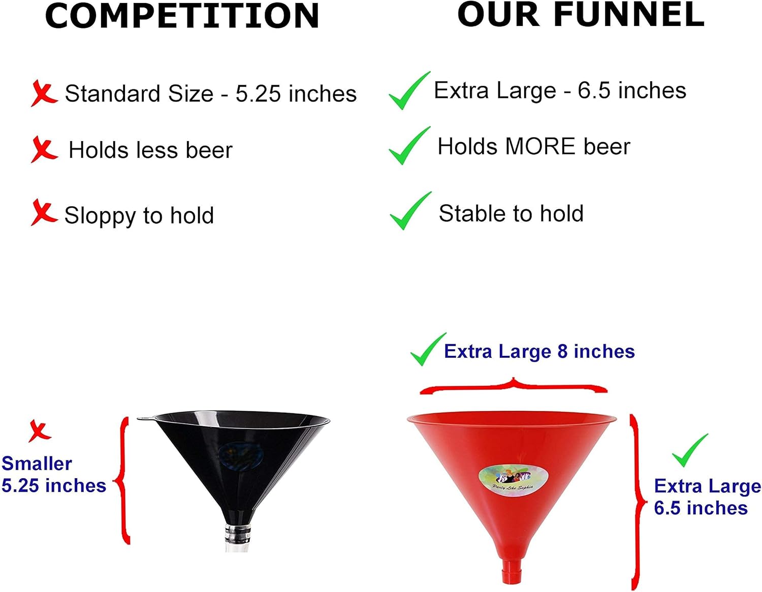 Beer Bong Funnel with Valve 25 Feet Long