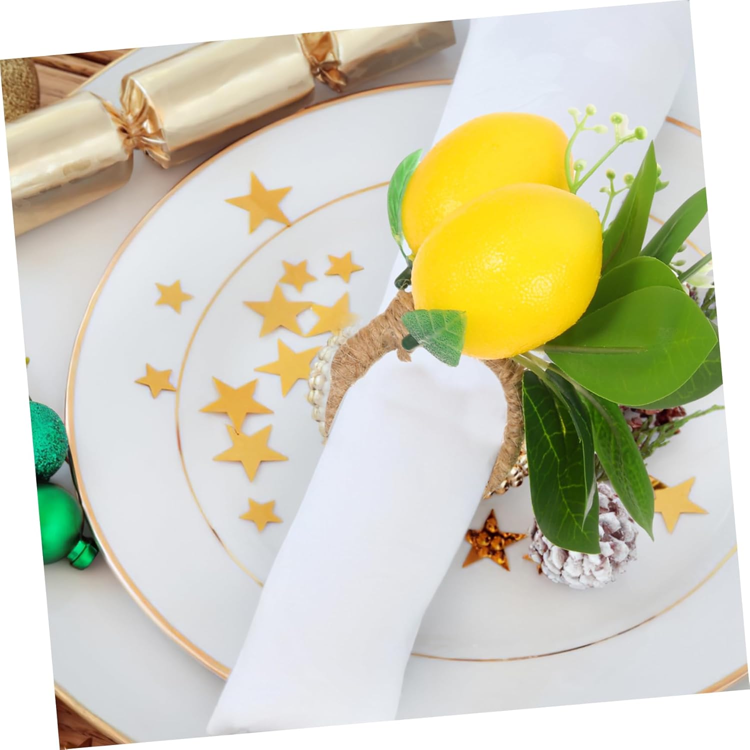 Cabilock 4pcs Artificial Fruit Napkin Ring Decor for Wedding