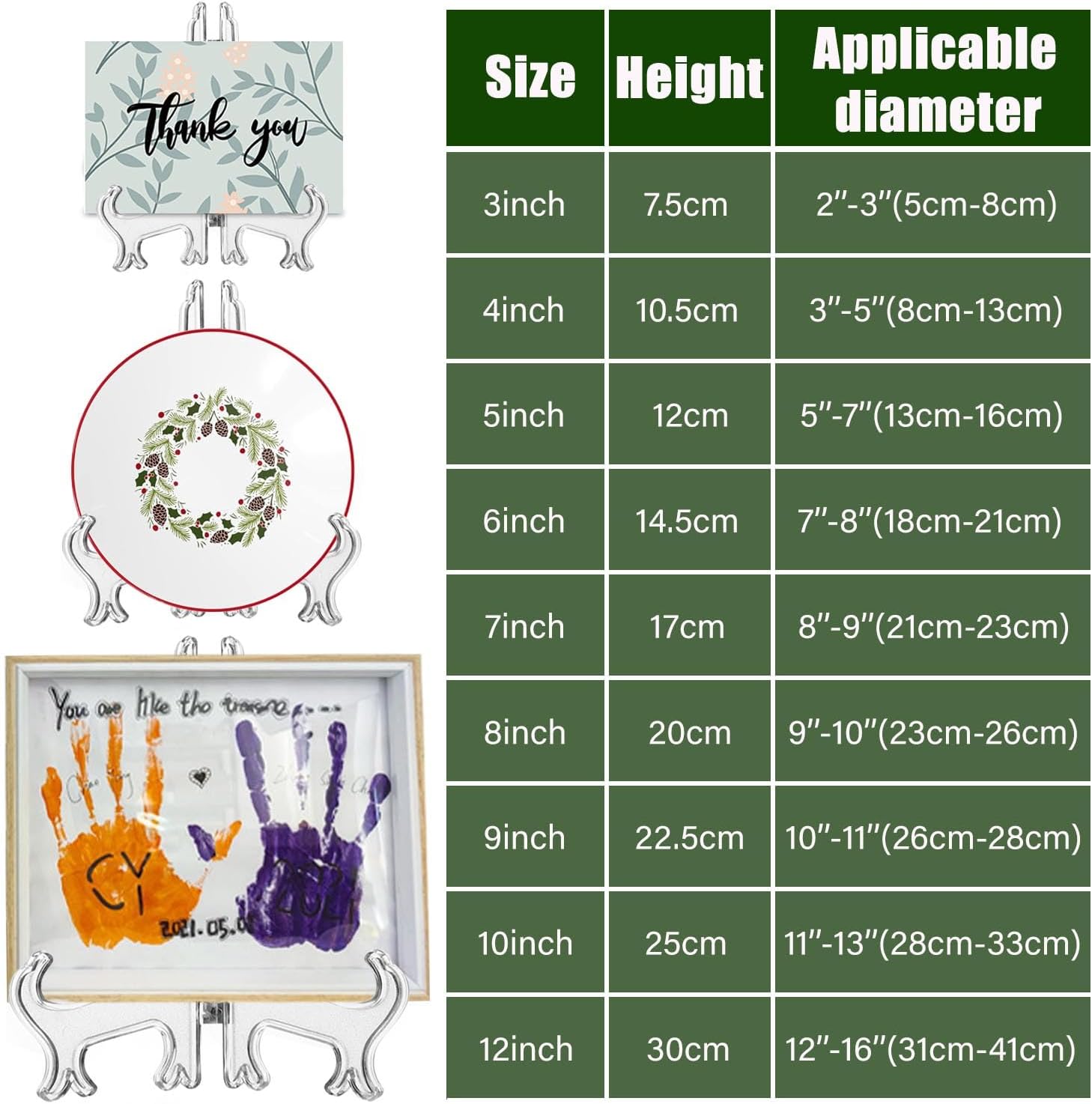 4 Pack 12 Inch Clear Plastic Easels for Display