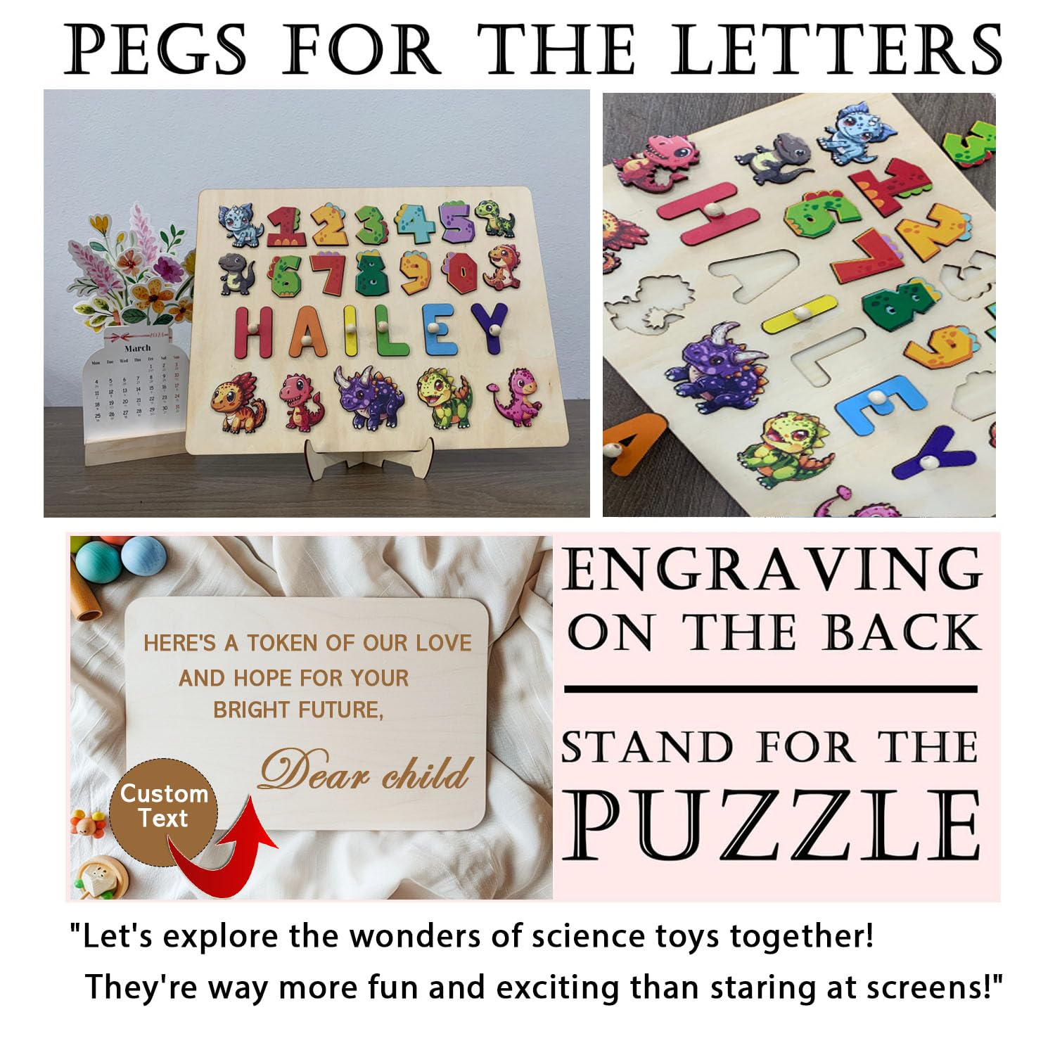 Personalized Wooden Name Puzzle for Baby Boy and Girl