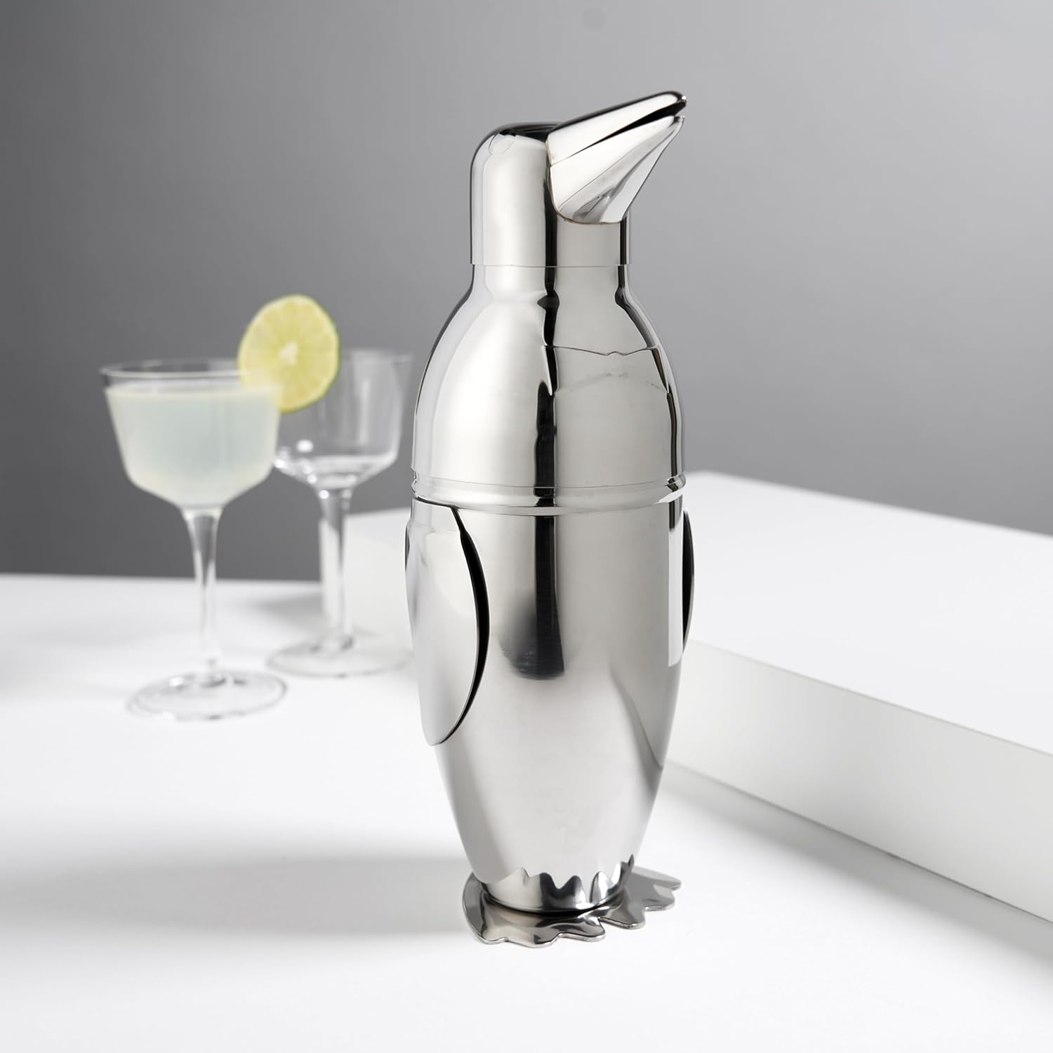 Viski Penguin Cocktail Shaker 17 oz Stainless Steel