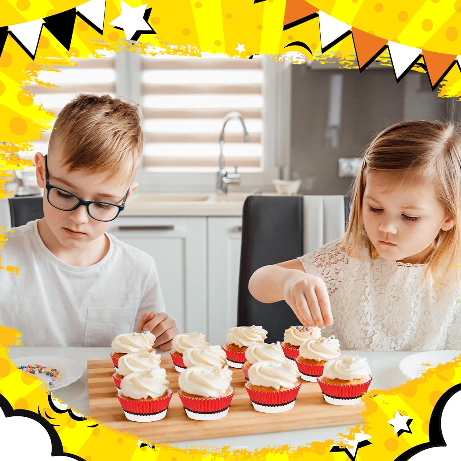 300 Pcs Red White Cupcake Liners for Baking and Parties