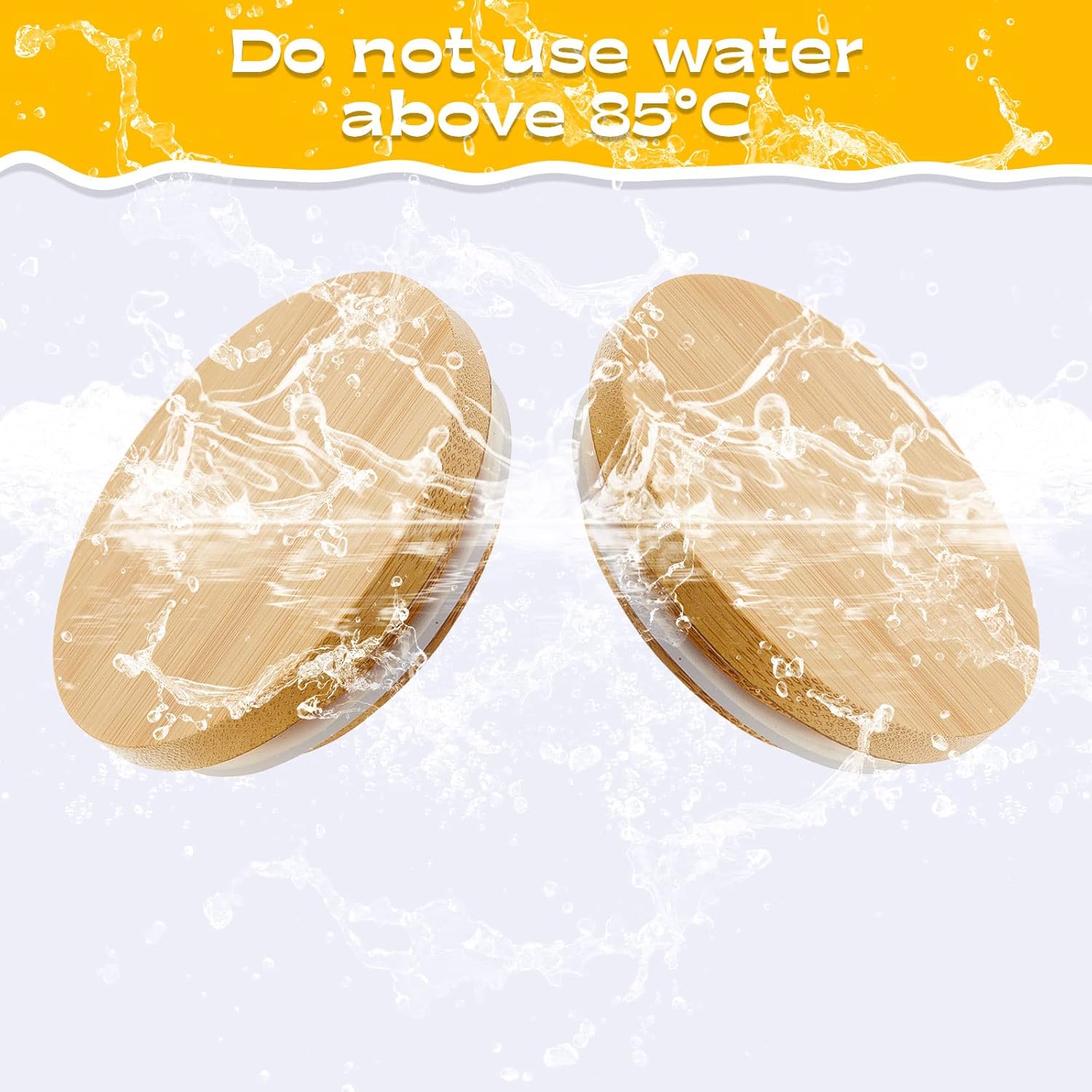Sawysine Reusable Bamboo Yogurt Jar Lids Set 4 Pack