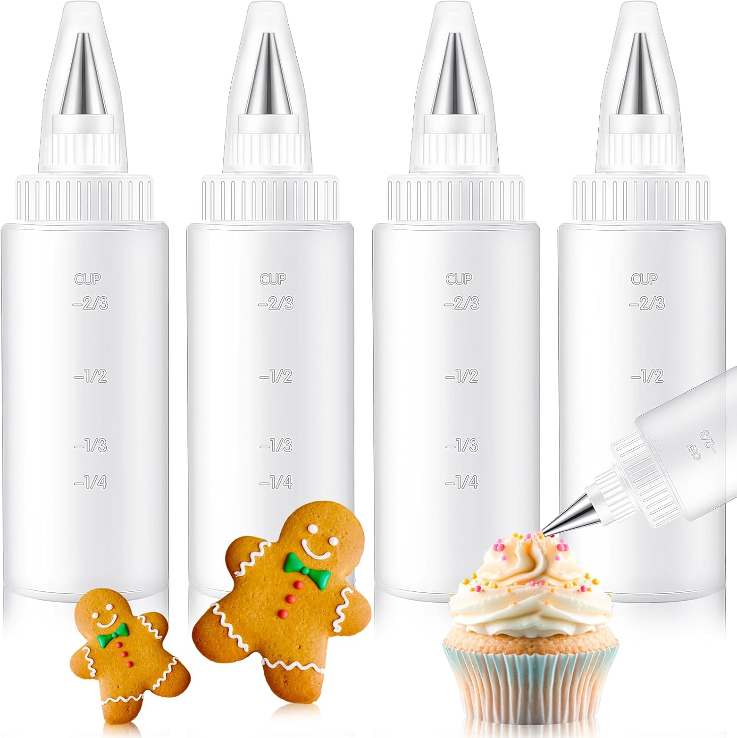 4 oz Plastic Icing Bottles for Cookie Decorating