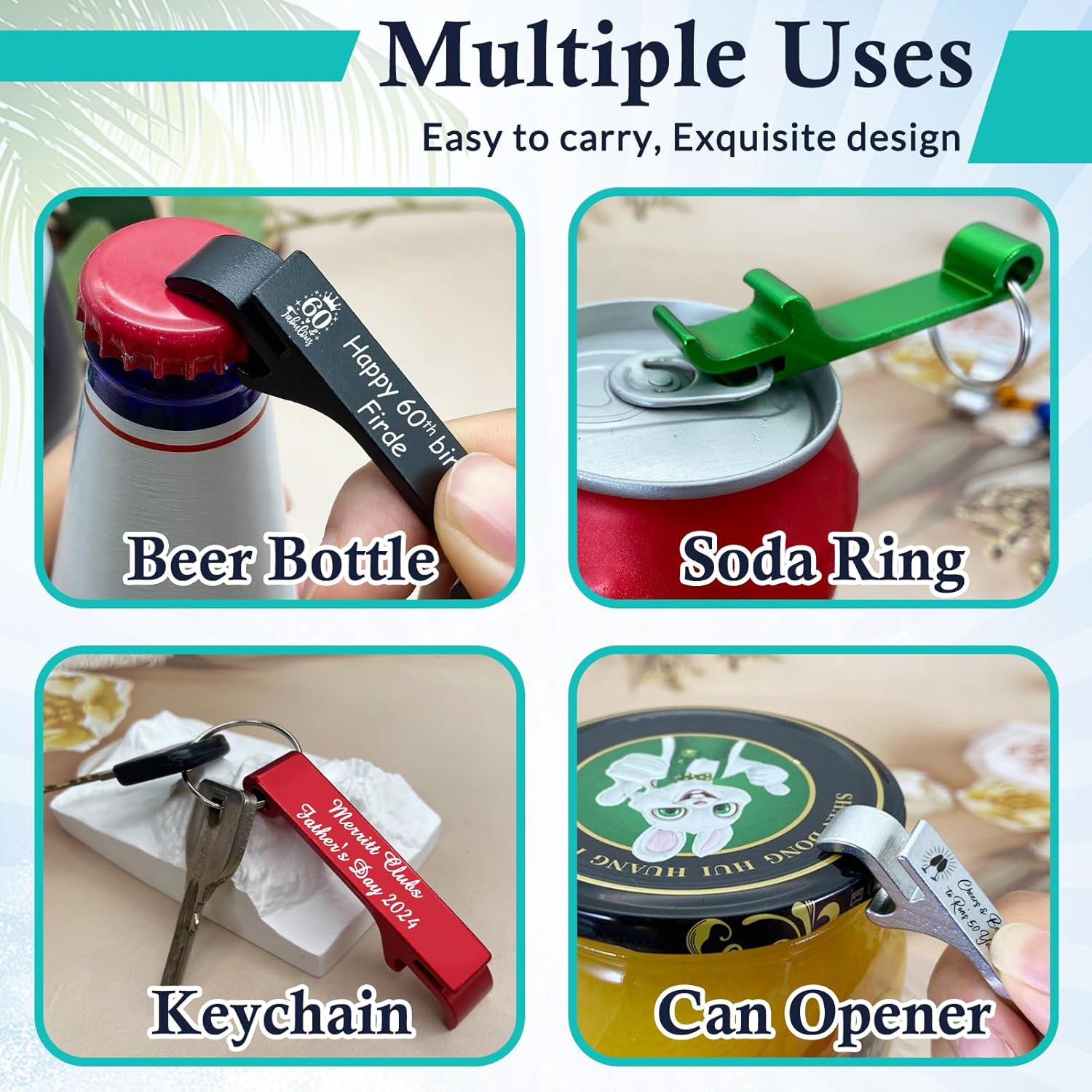 Personalized 100pcs Bottle Opener Keychain Set