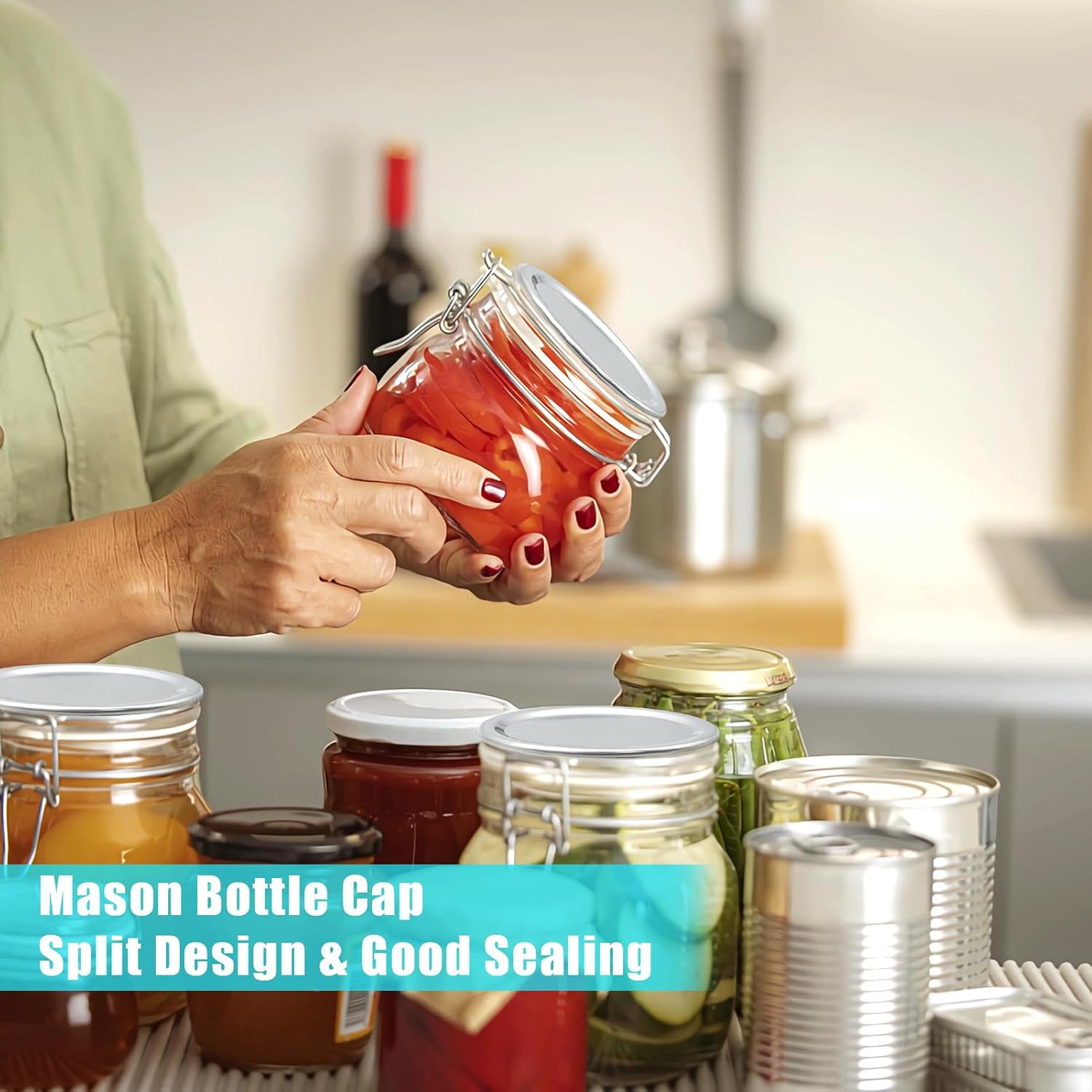 VIBRATITE Canning Lids 200 Count 70MM Regular Mouth Mason Jar Lids