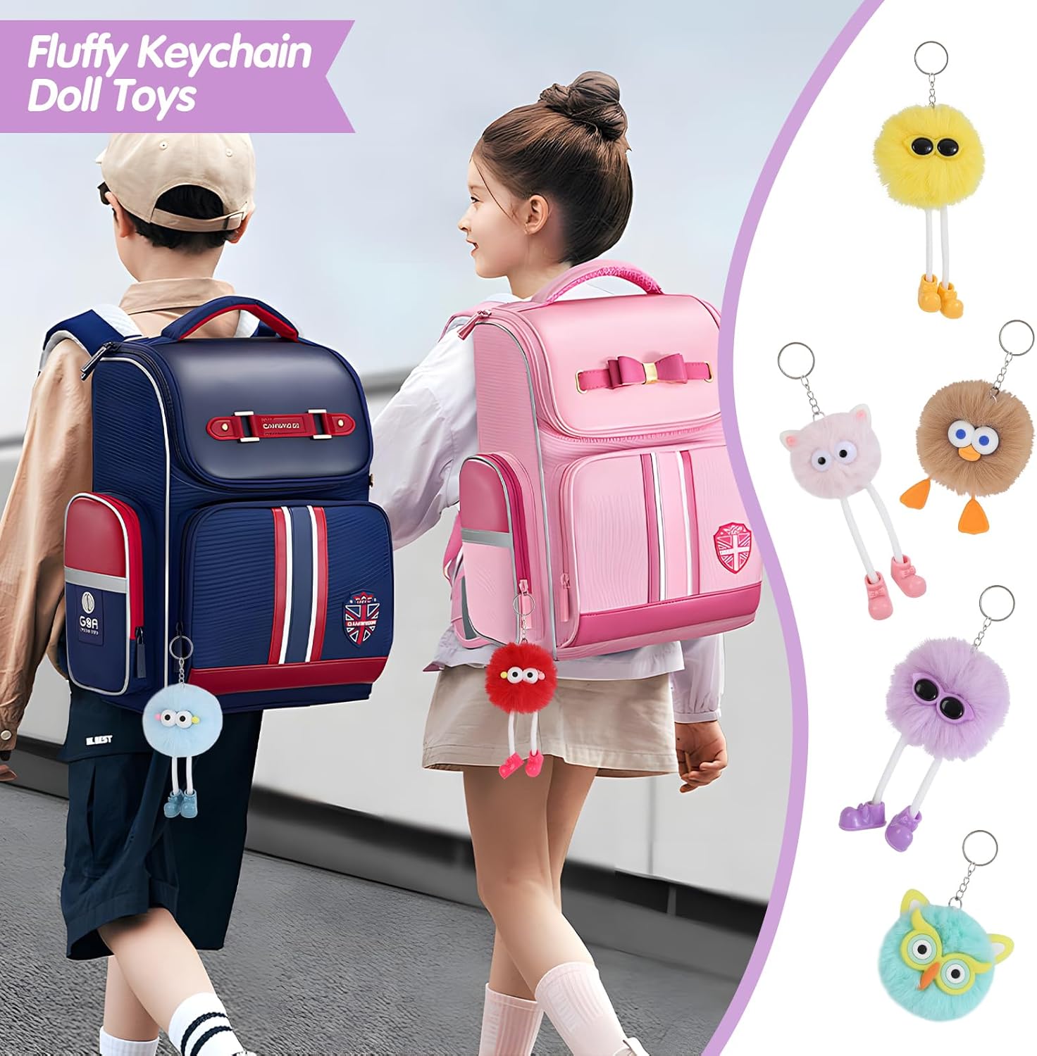 24pcs Kids Keychains Plush Toys for Birthday School Party