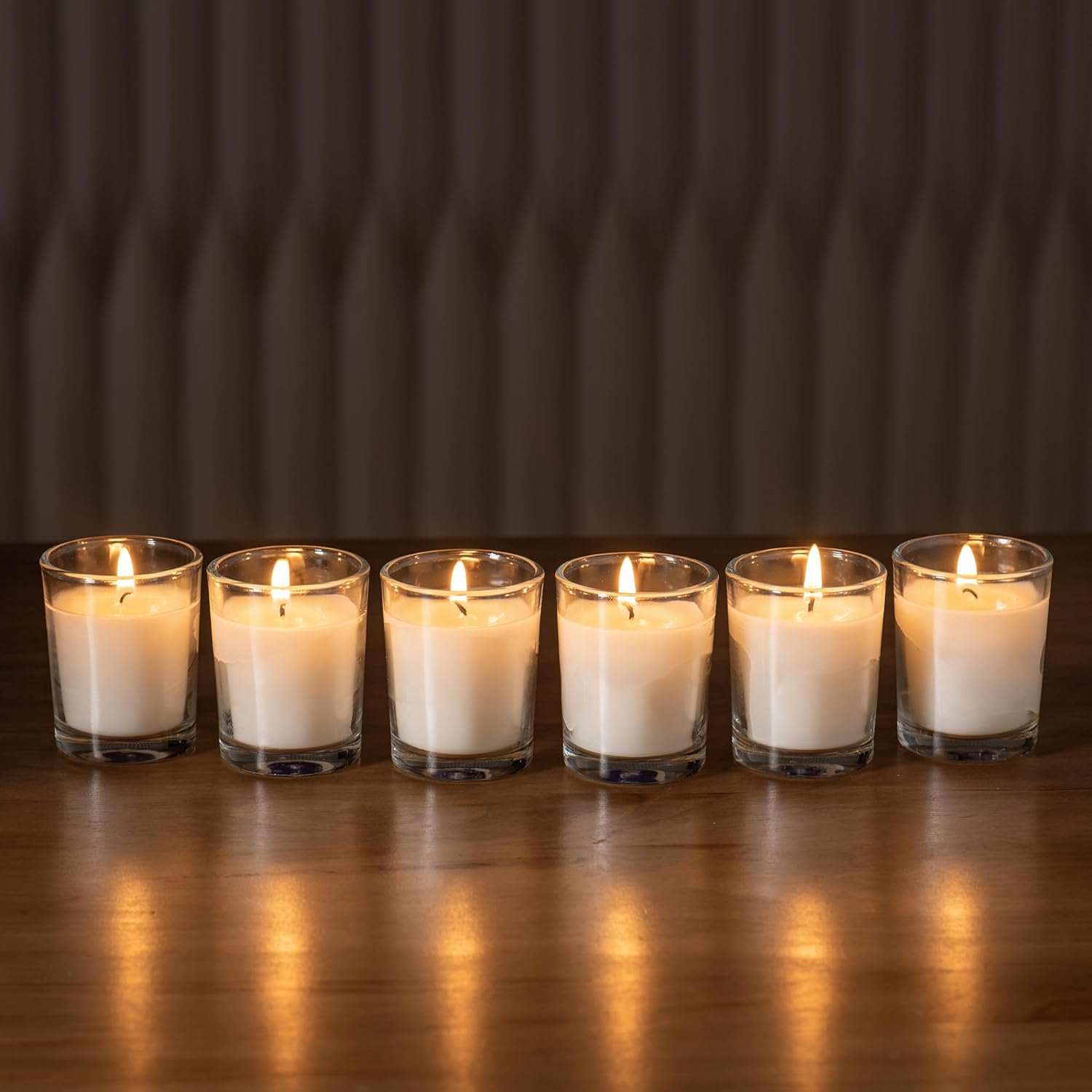 Housecret 24 Pack Warm White Clear Glass Votive Candles