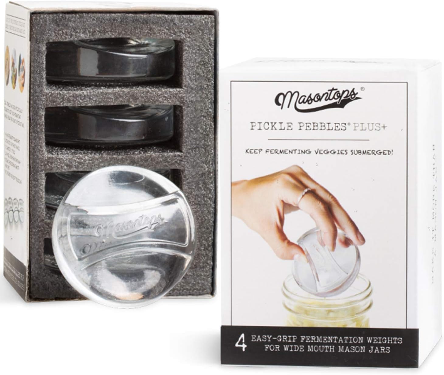 Masontops Pickle Pebble Glass Weights for Fermentation