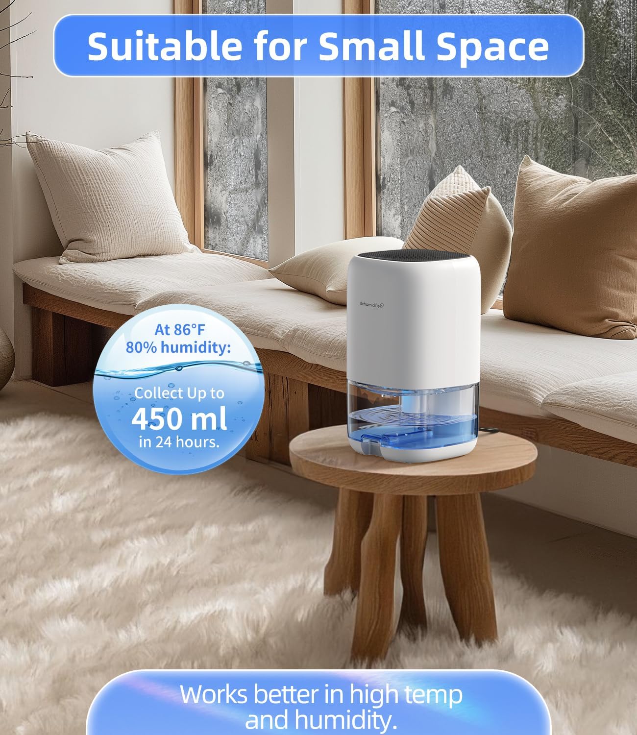 TABYIK 35 Oz Compact Dehumidifier Quiet Auto Shut Off