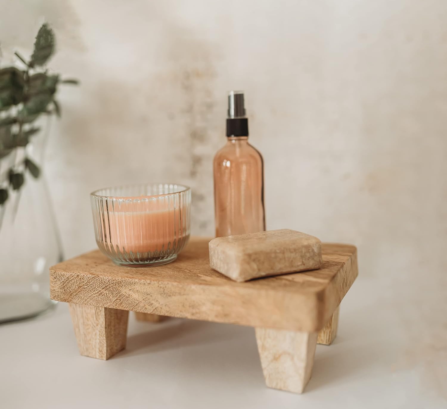 Wooden Tray Pedestal Decor 2 Finishes Available