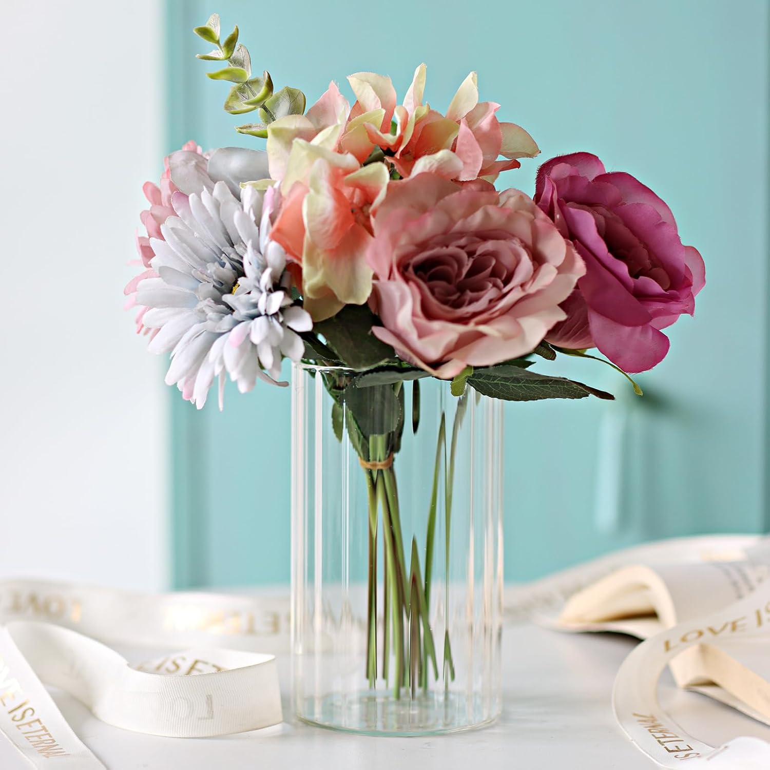 12Pcs Glass Cylinder Vases for Centerpieces