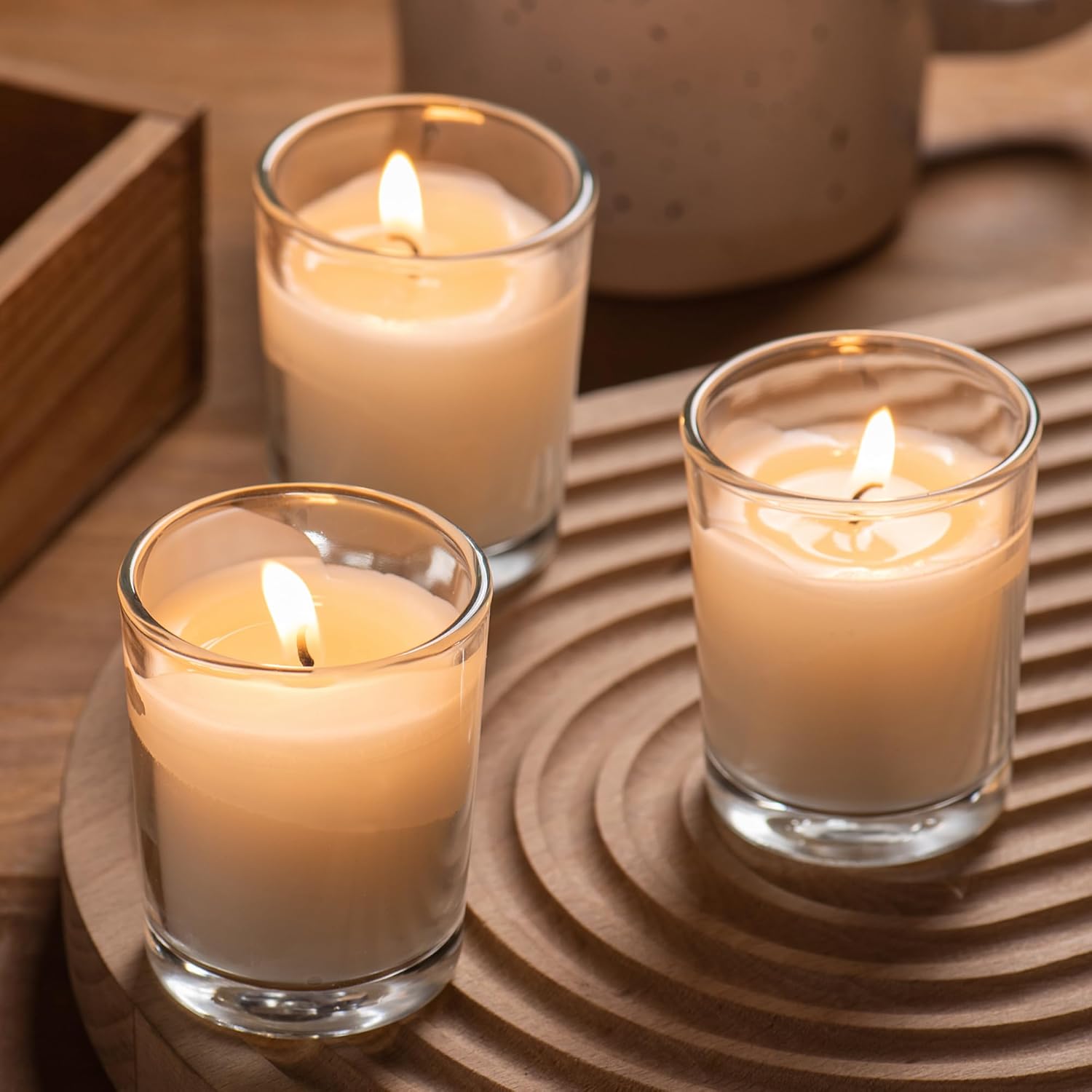 Housecret 24 Pack Warm White Clear Glass Votive Candles