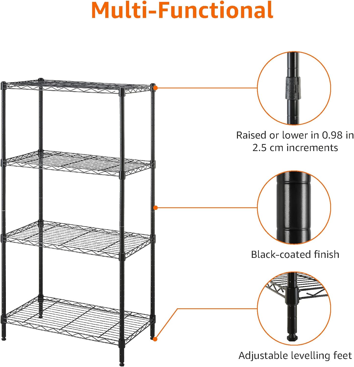 Amazon Basics 4 Shelf Steel Wire Storage Rack Black 48 Inches