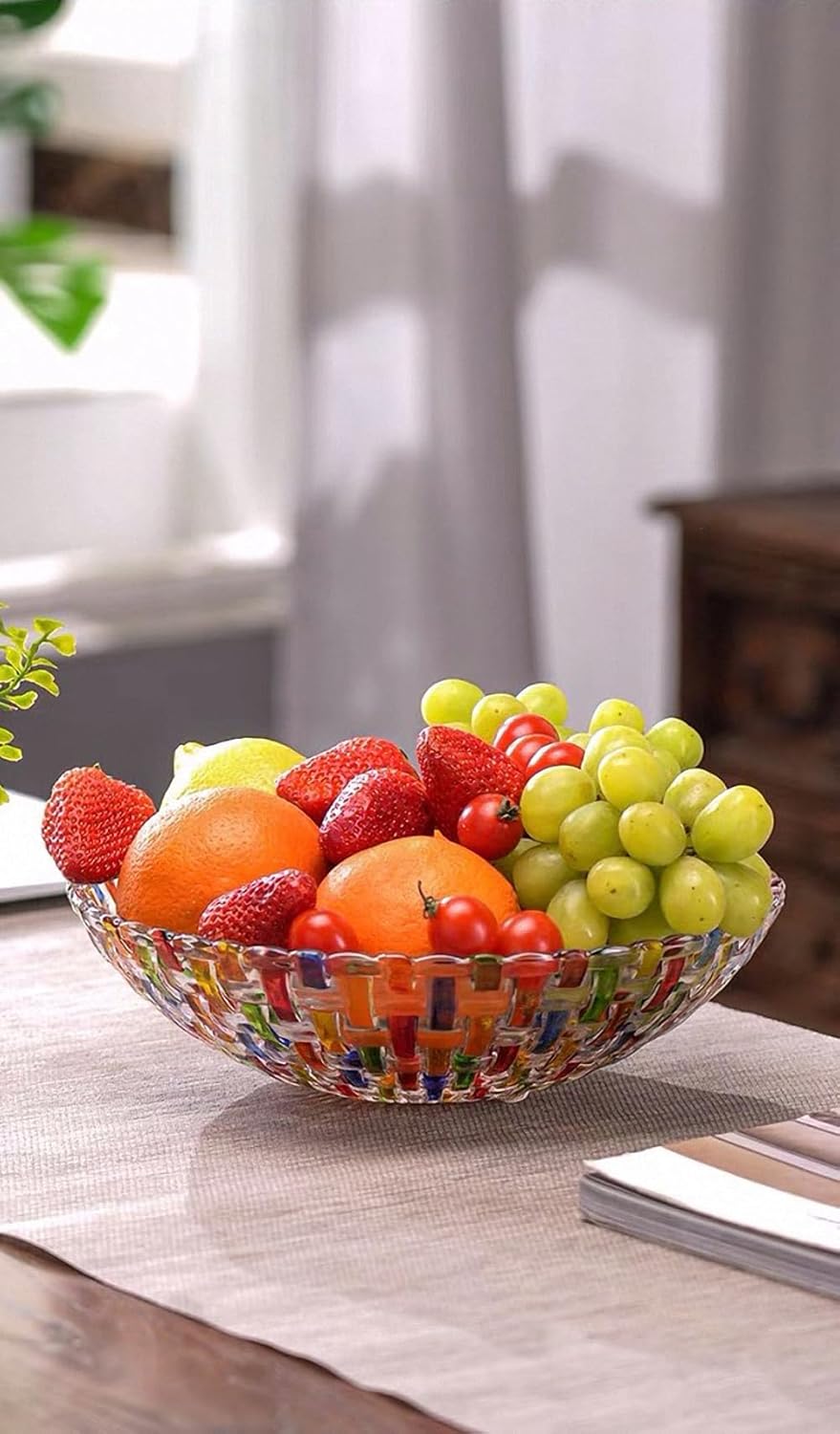 Hand Painted Woven Glass Salad Bowl Decoration