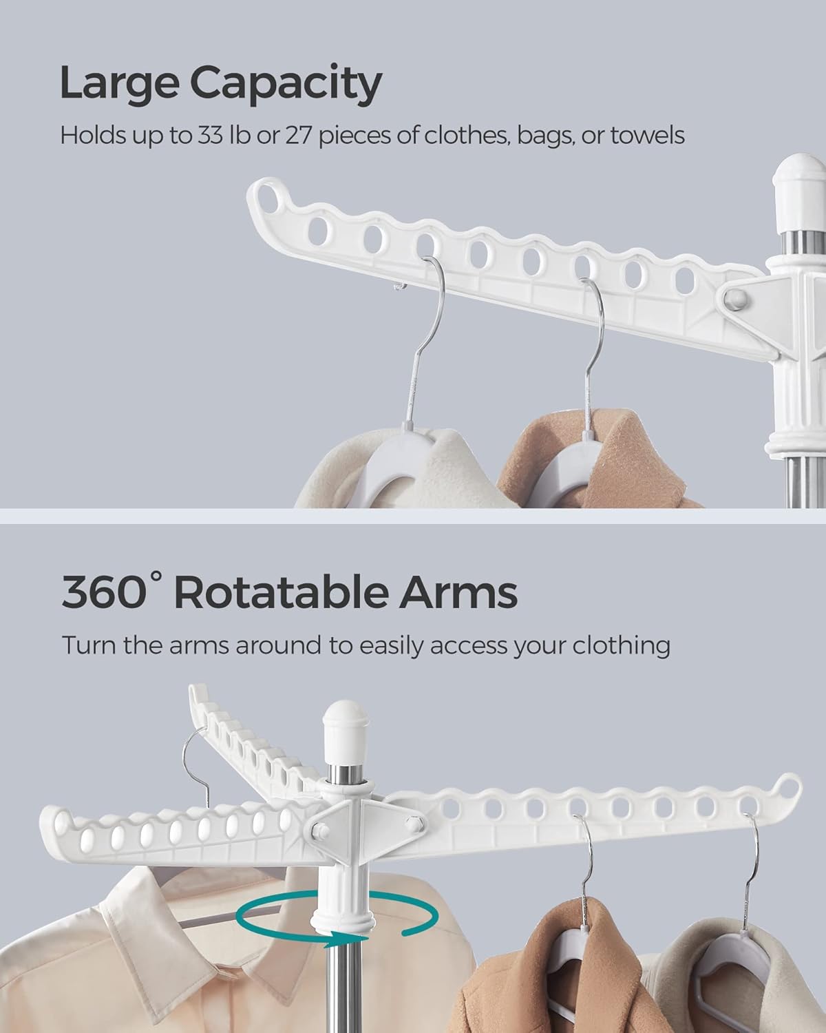 SONGMICS Folding Laundry Drying Rack with 3 Rotatable Arms