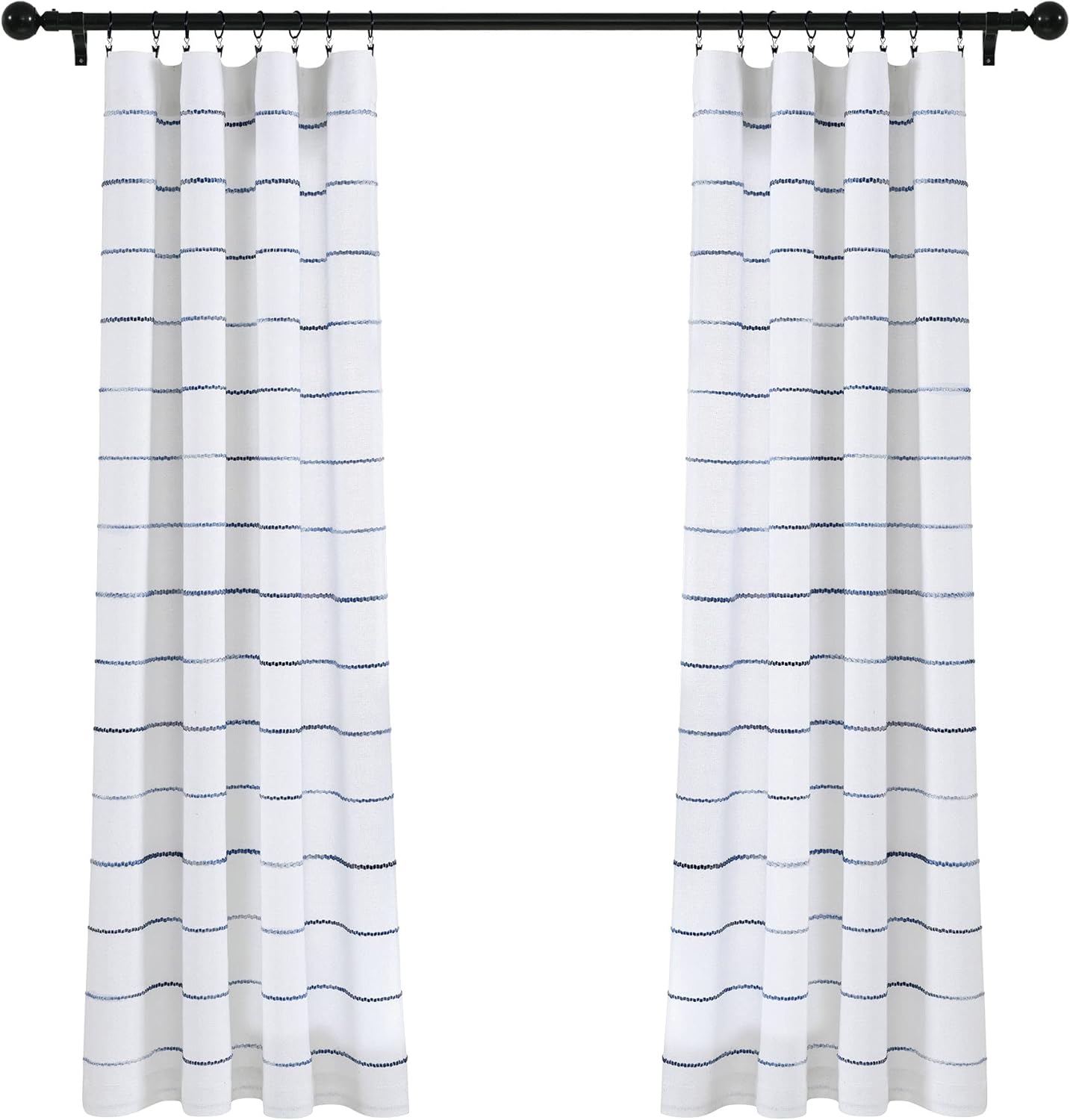 Lush Decor Ombre Stripe Cotton Curtain Panel Set Navy