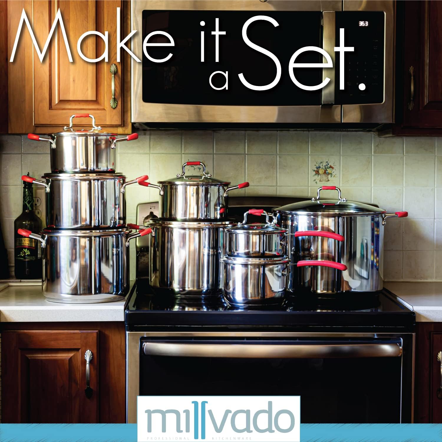 Millvado 6 Quart Stainless Steel Stock Pot with Glass Lid