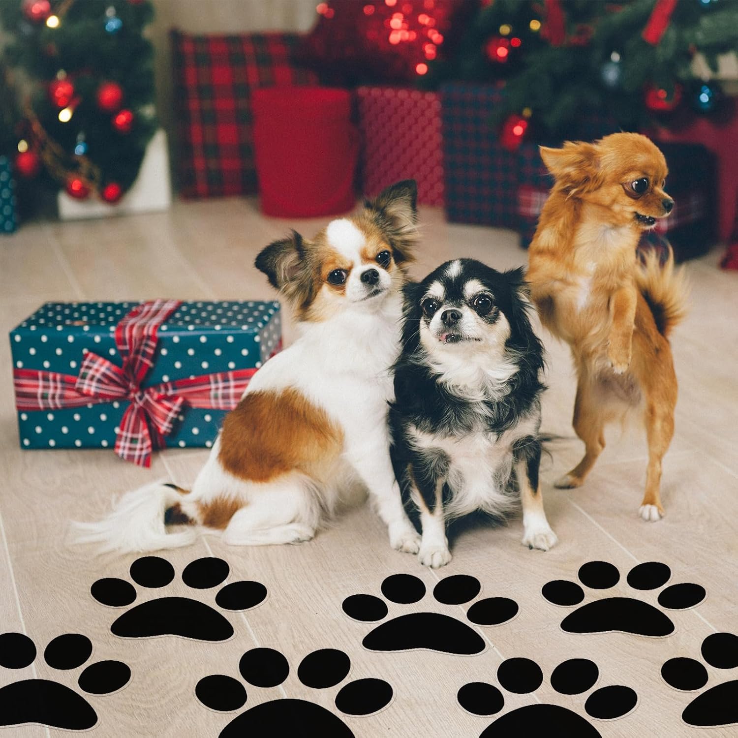 ReliThick 30 Pcs Large Pawprint Floor Decals Black