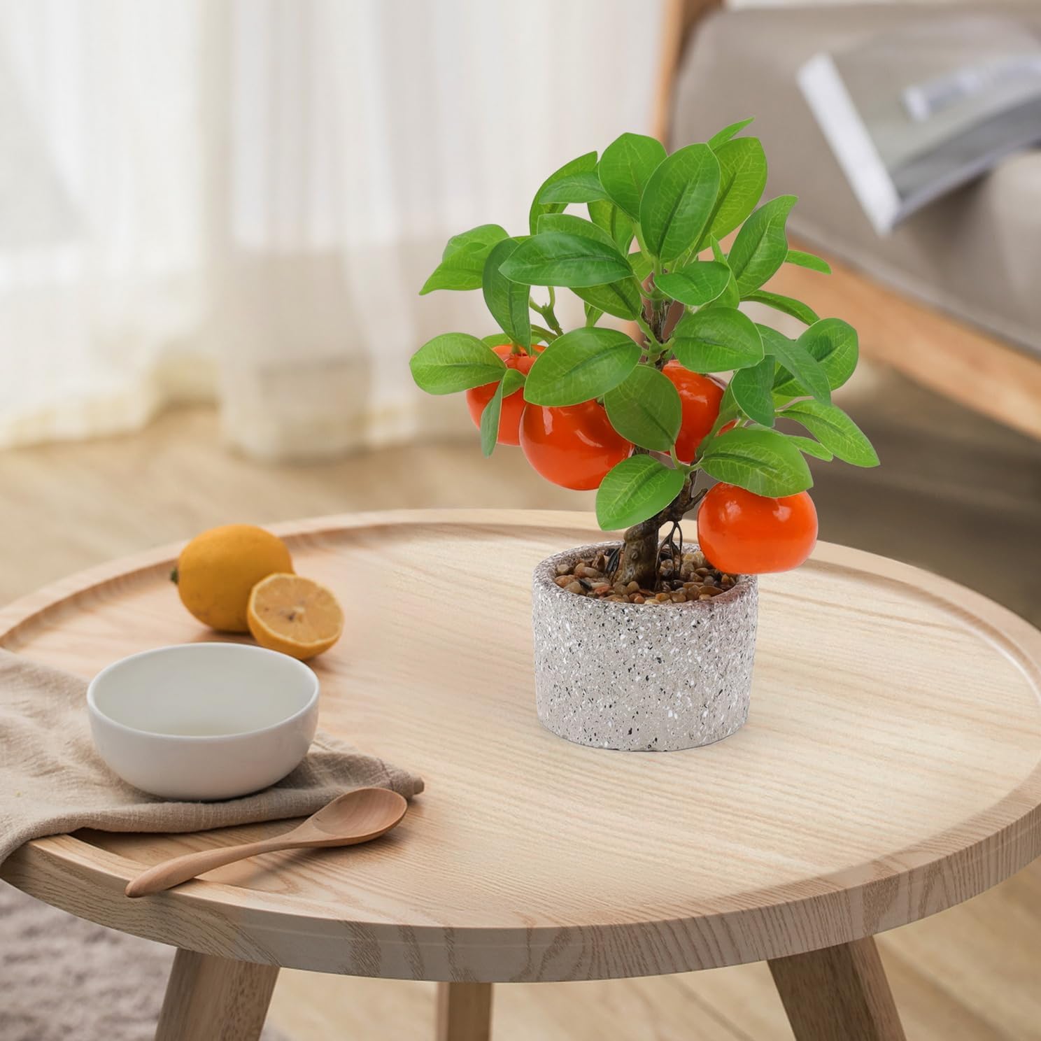Woration Artificial Orange Tree Bonsai with Pot