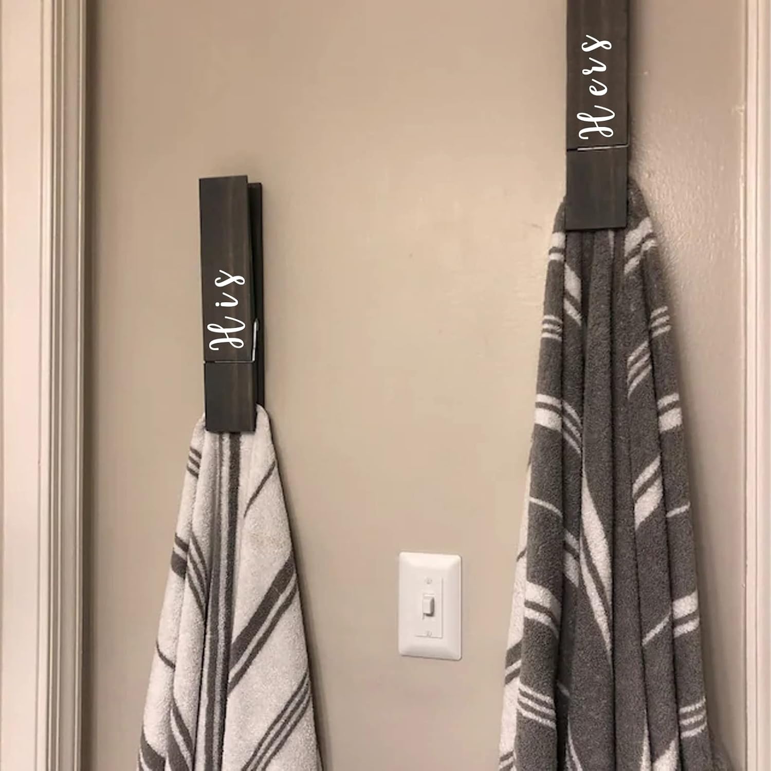 Custom Towel Hooks with Personalized Name Wooden Clothespins