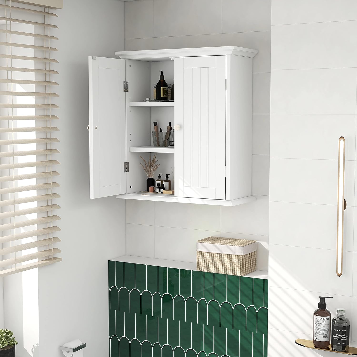 ChooChoo Bathroom Wall Cabinet with 2 Doors and Adjustable Shelves