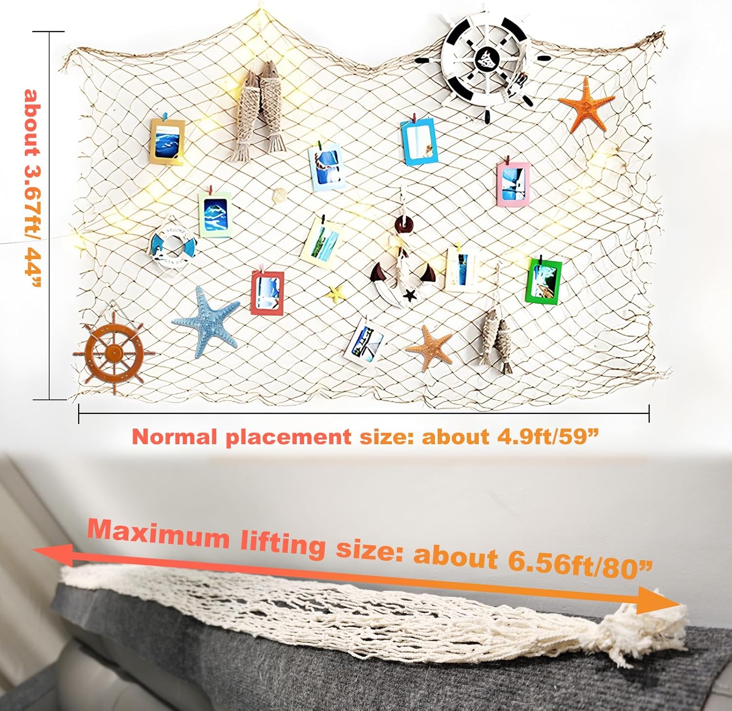 2 Pack Fish Net Decorations for Nautical Party