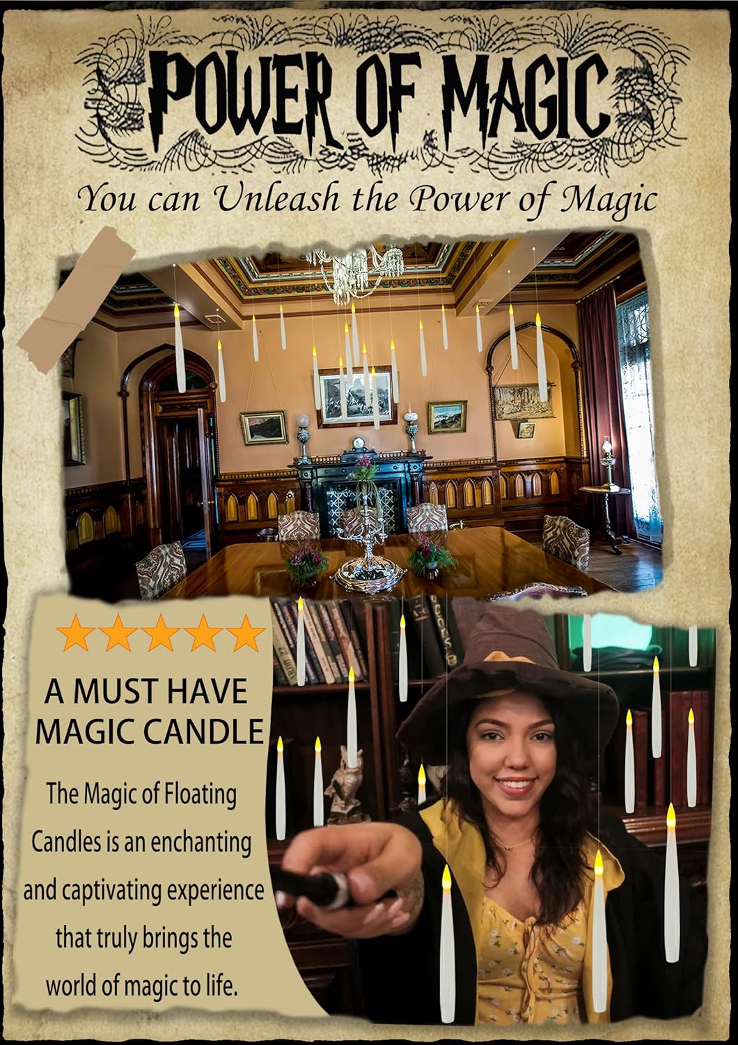 Floating Candles with Wand 20PCS LED Flameless Magic Candle Set