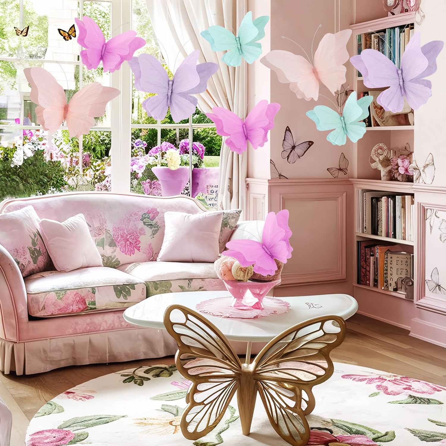 Butterfly Party Decorations 4 Pcs 3D Hanging Set