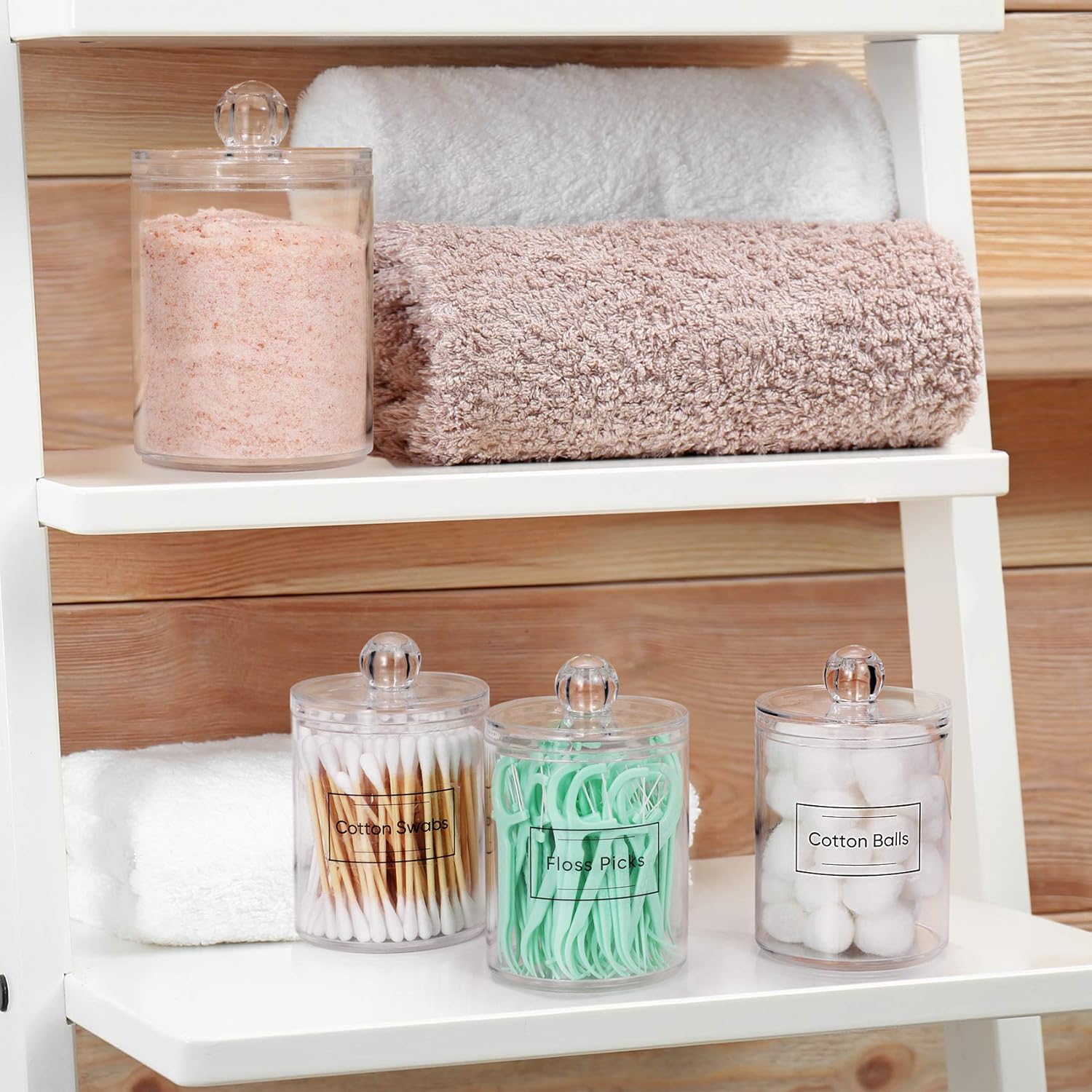 4 Pack Acrylic Q-Tip Holder Dispenser Set