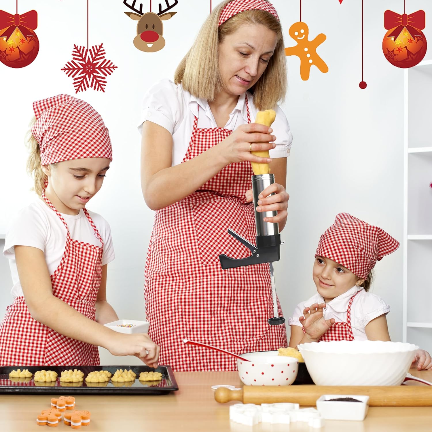 Cookie Press Set with 13 Discs and 8 Icing Nozzles
