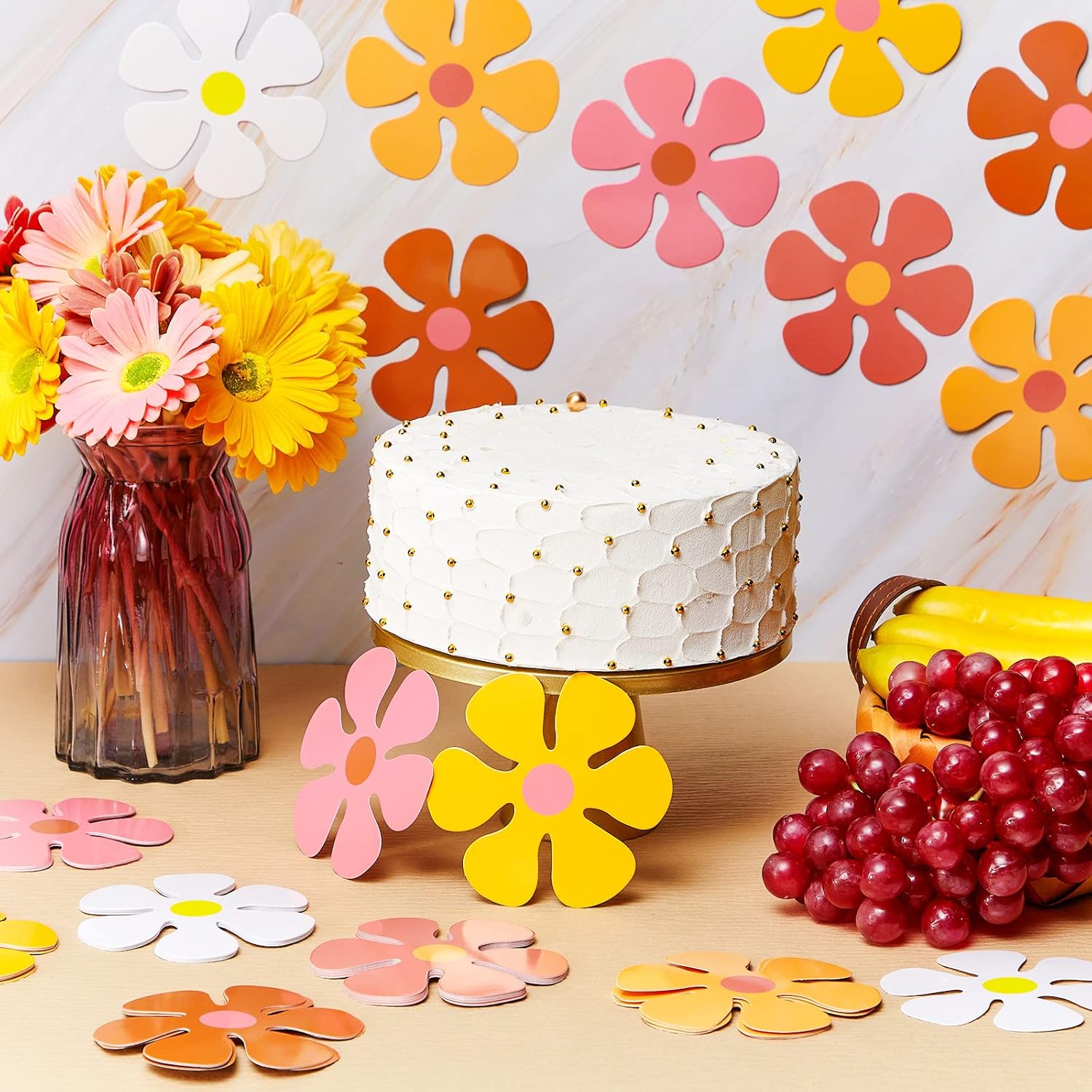 Henoyso 60 Pcs Retro Flower Cutouts DIY Decorations