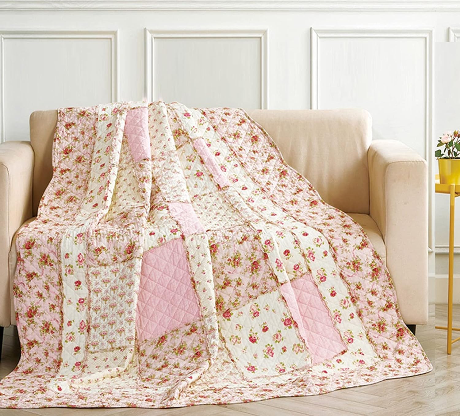 Cozyholy Cotton Patchwork Quilt Twin Size Reversible Bedspread
