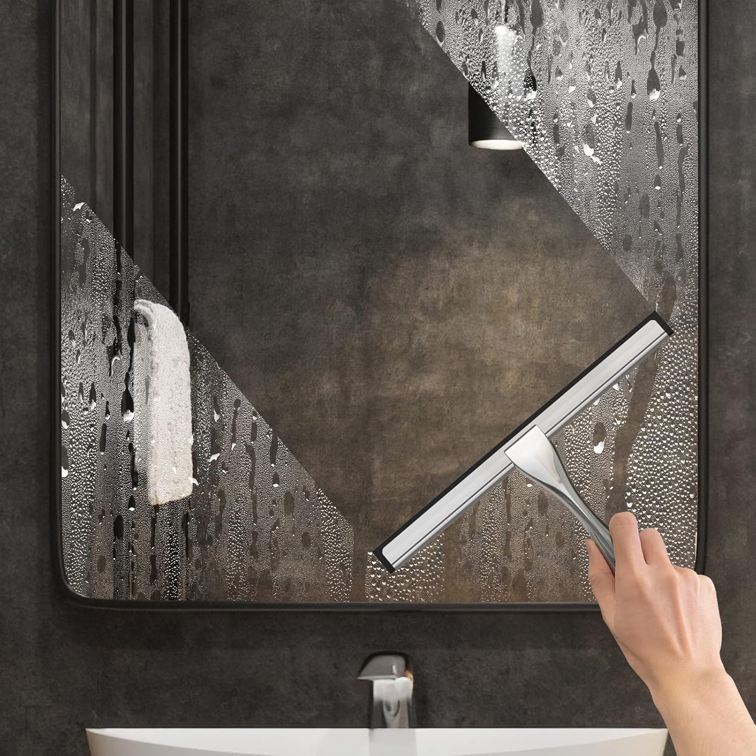 Docrok 10 Inch All-Purpose Shower Squeegee with 2 Hooks