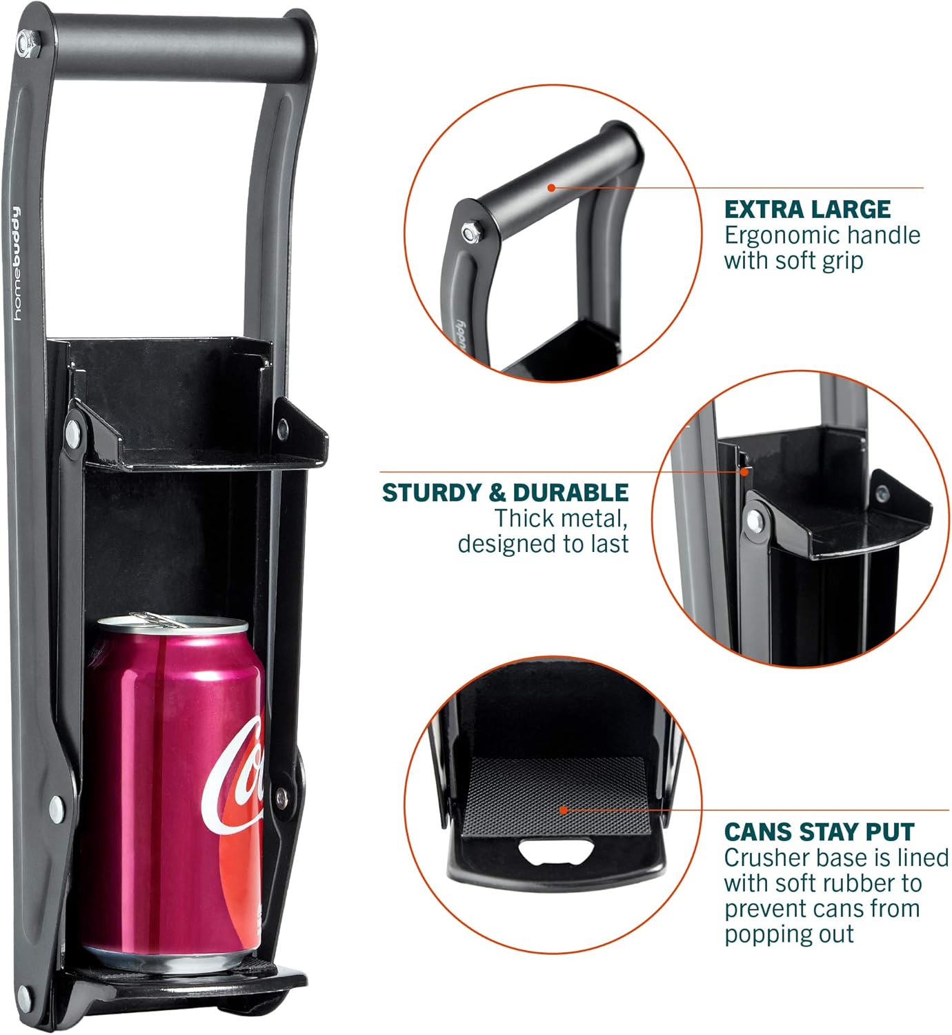 HomeBuddy Can Crusher for Recycling - Wall Mount 12 Oz 16 Oz