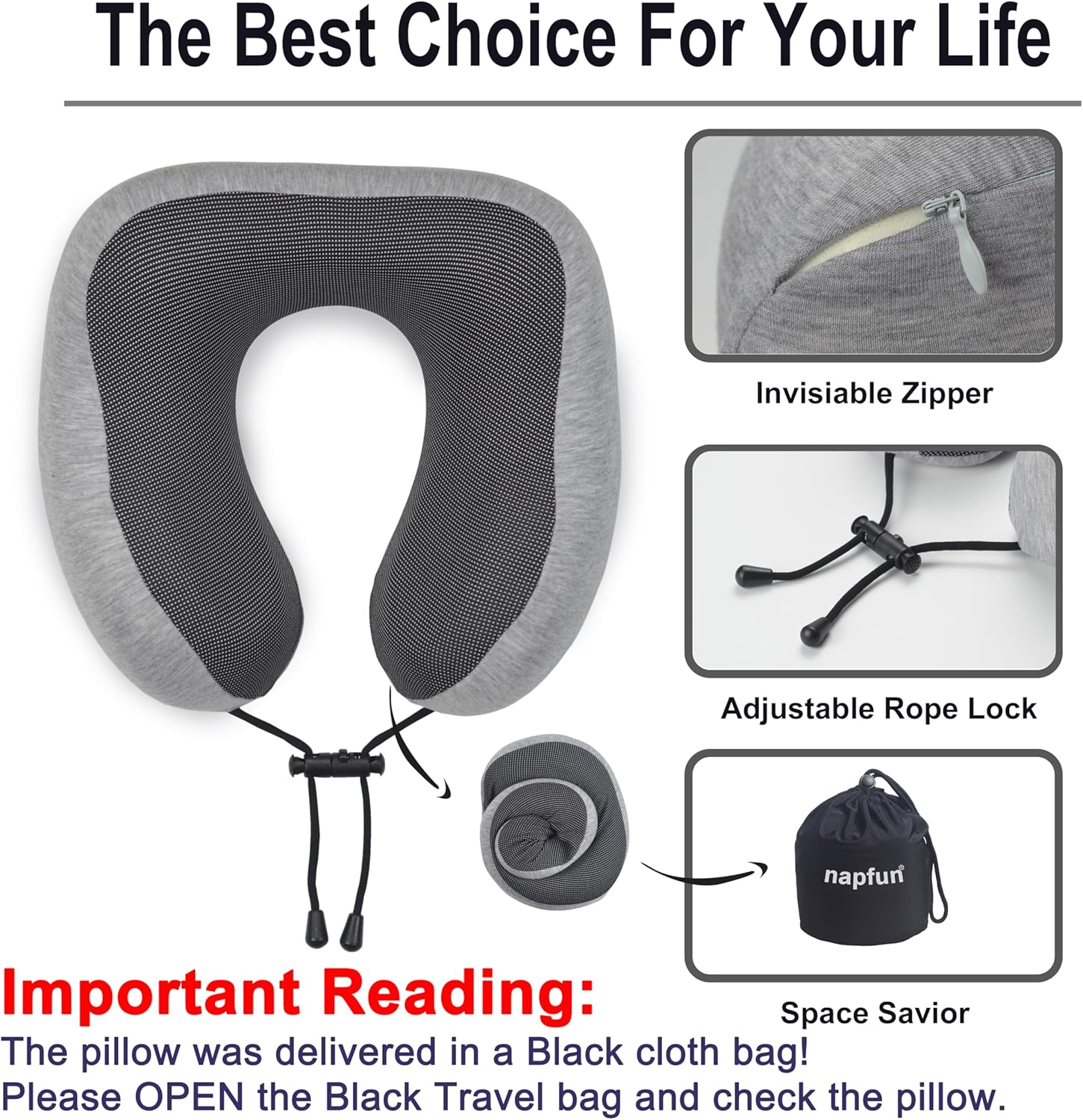 Napfun Neck Pillow for Traveling Flight